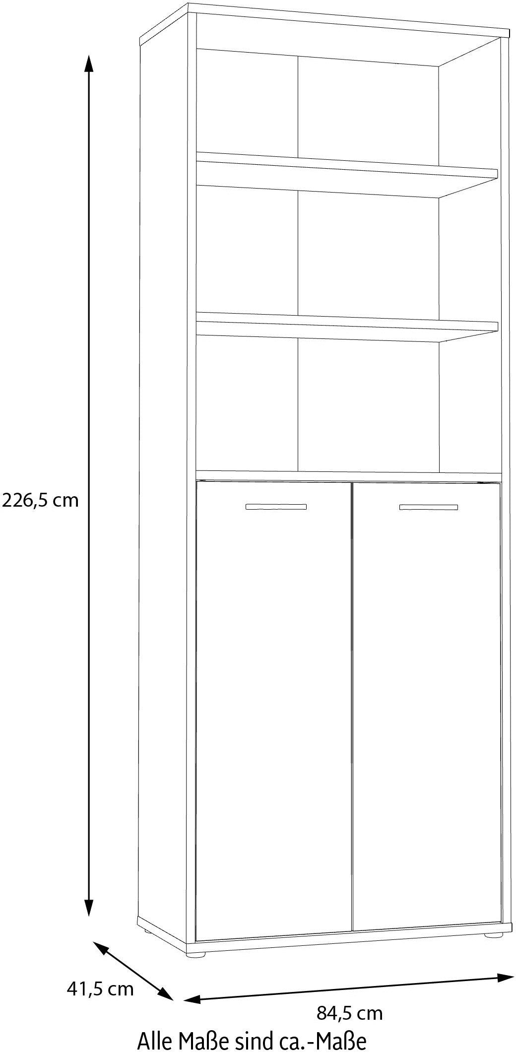 Dulap pentru birou Keflav, 2 uși, 5 rafturi, PAL FSC®, 84,5×41,5×226,5 cm Arboteca