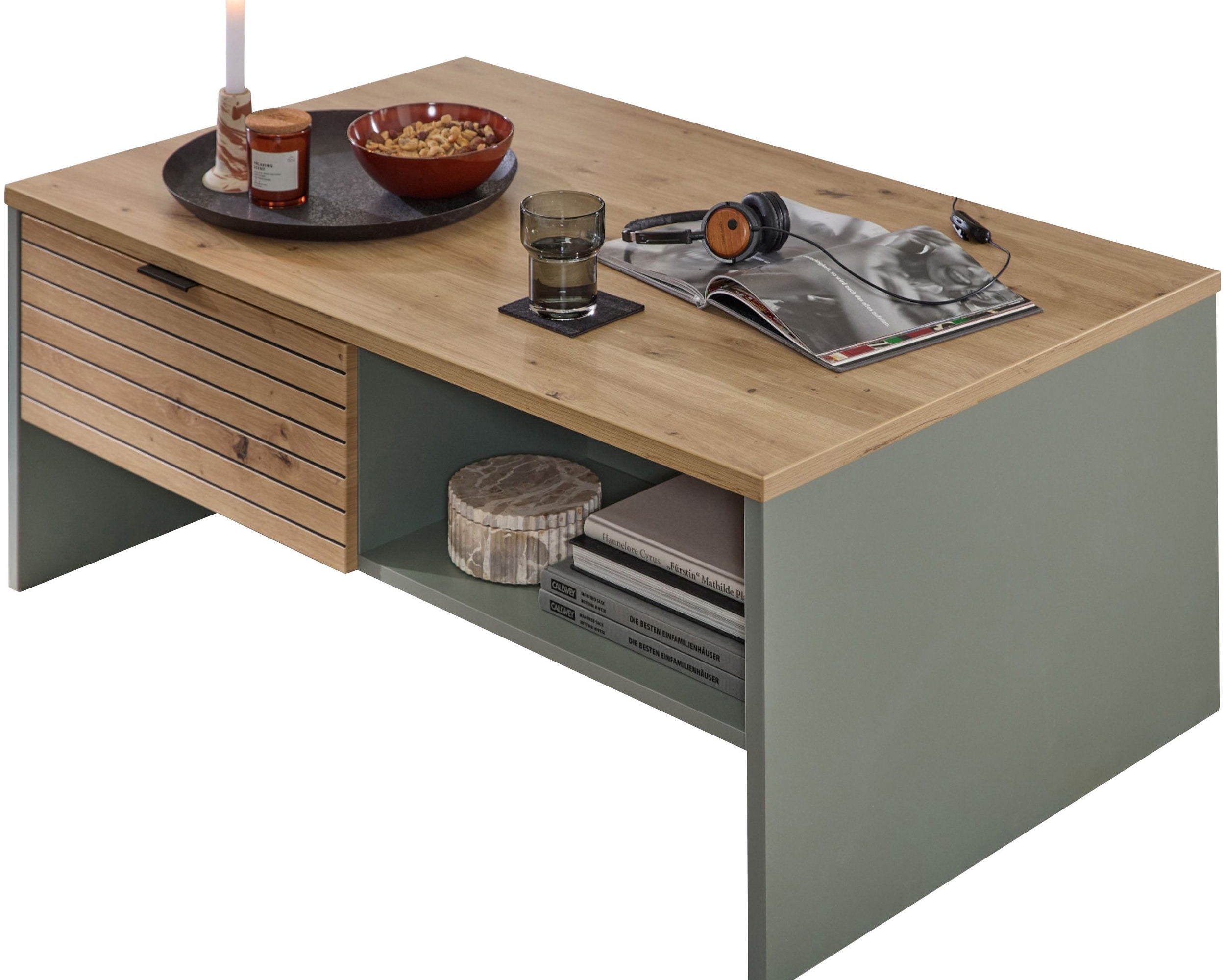 Măsuță de cafea INA, cu sertare și depozitare, PAL, 110×65×44 cm Arboteca