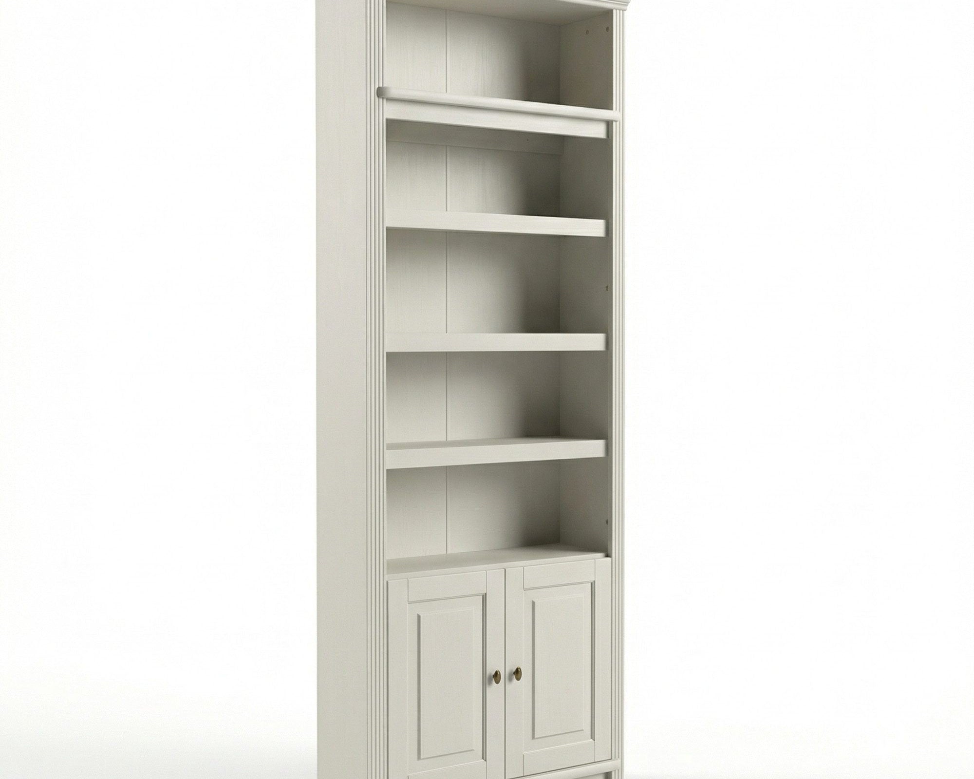 Bibliotecă din lemn masiv de pin Soeren, 2 uși, 80×29×220 cm – alb crem Arboteca