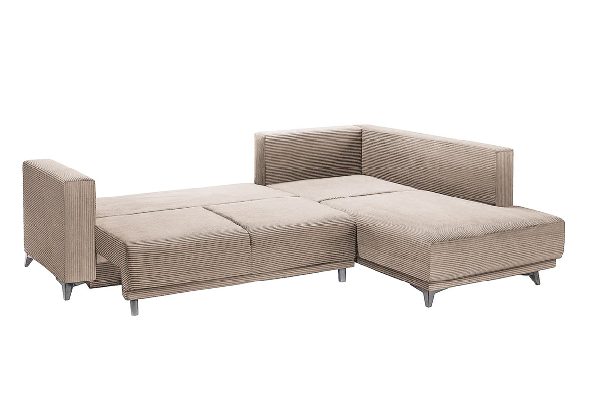 Colțar Extensibil NOMAD, cu ladă de depozitare, variante stânga/dreapta 280x215x90 cm, Prestigehome.ro, #color_Maro-Deschis-Zoom