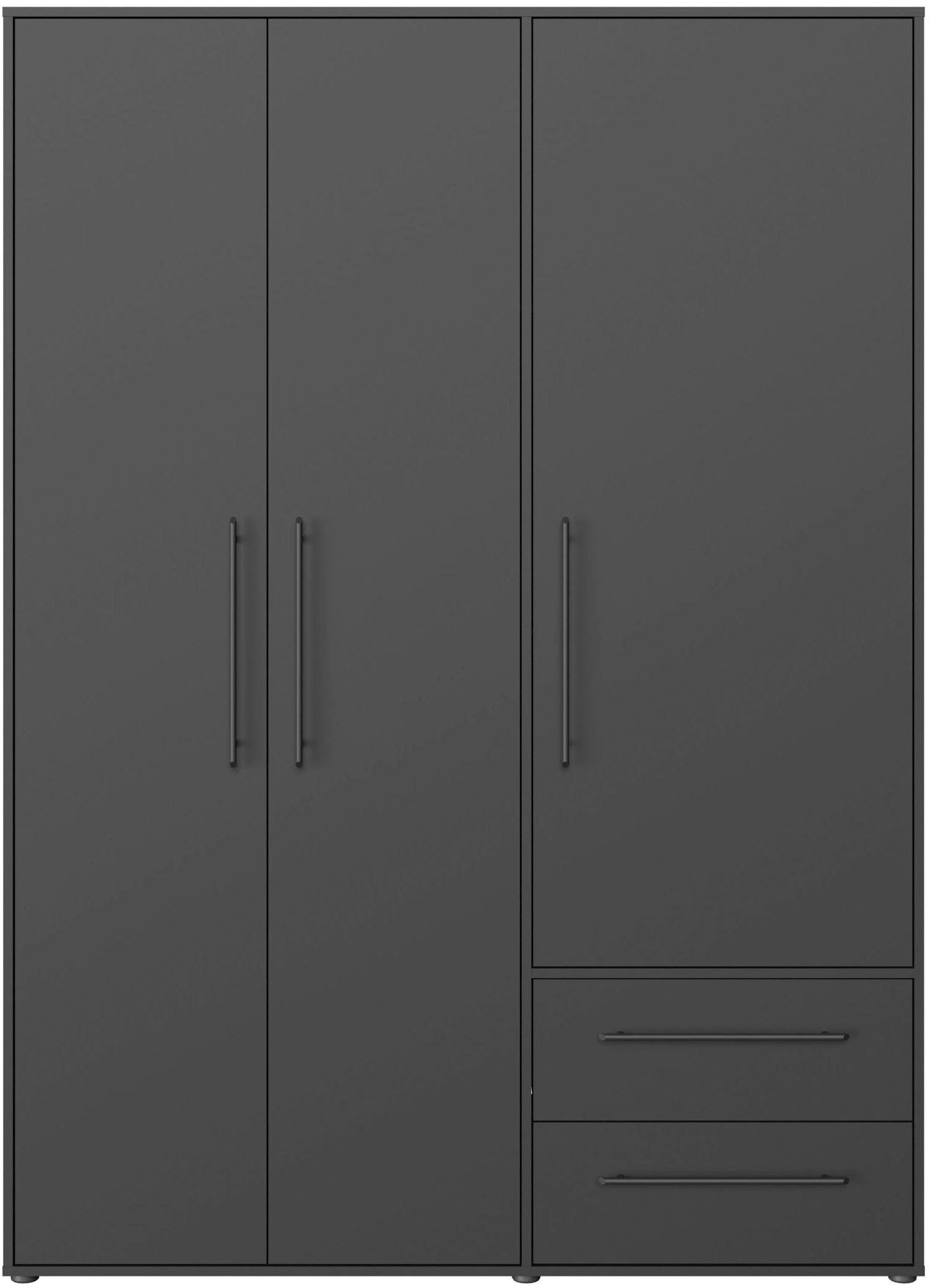 Dulap Negru TENDENCY cu Uși Batante și 2 Sertare – 144,4x58,8x200,1 cm Arboteca