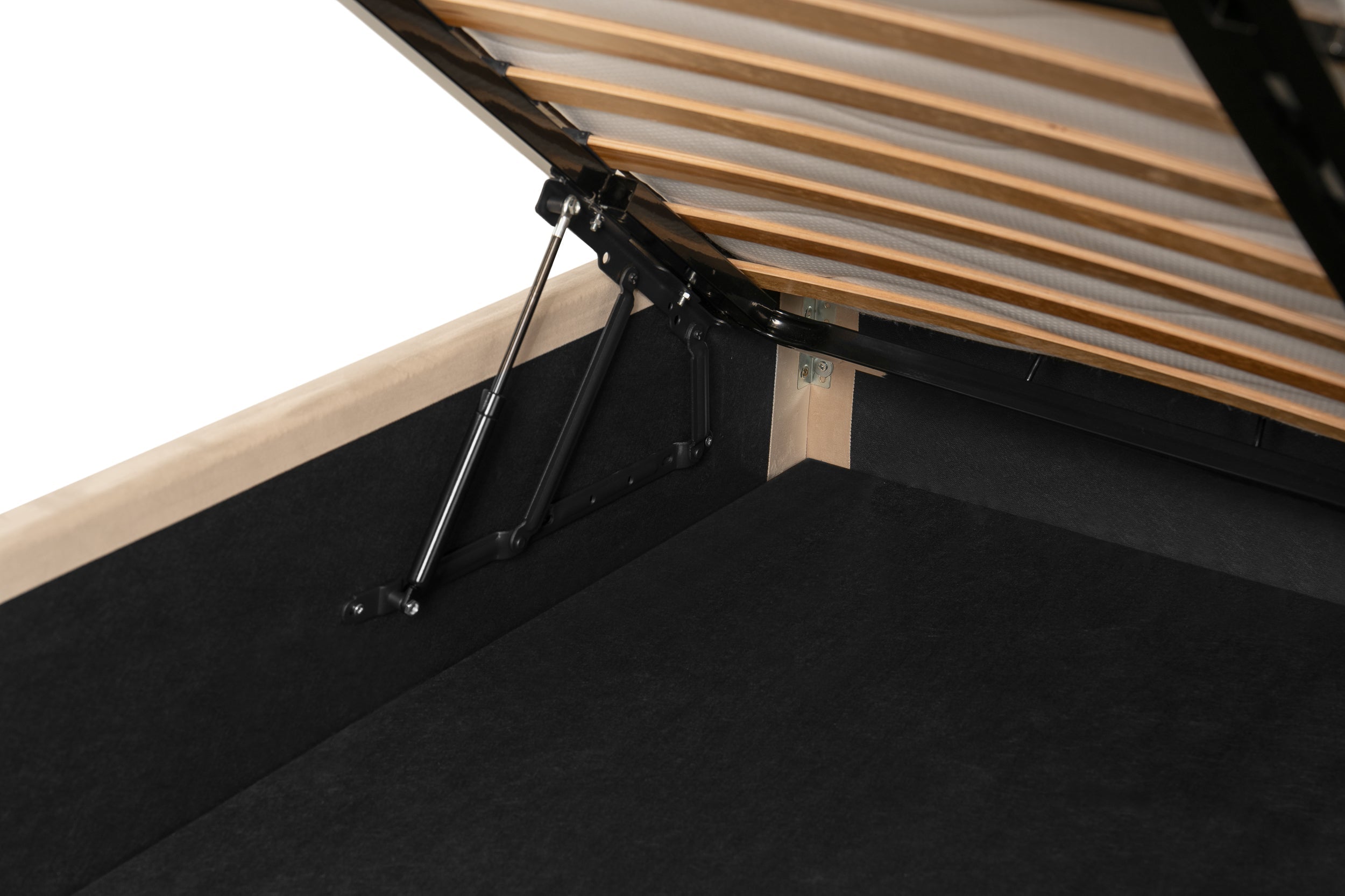 Pat Tapițat Sara, cu somieră rabatabilă și ladă depozitare #color_Bej-Velluto