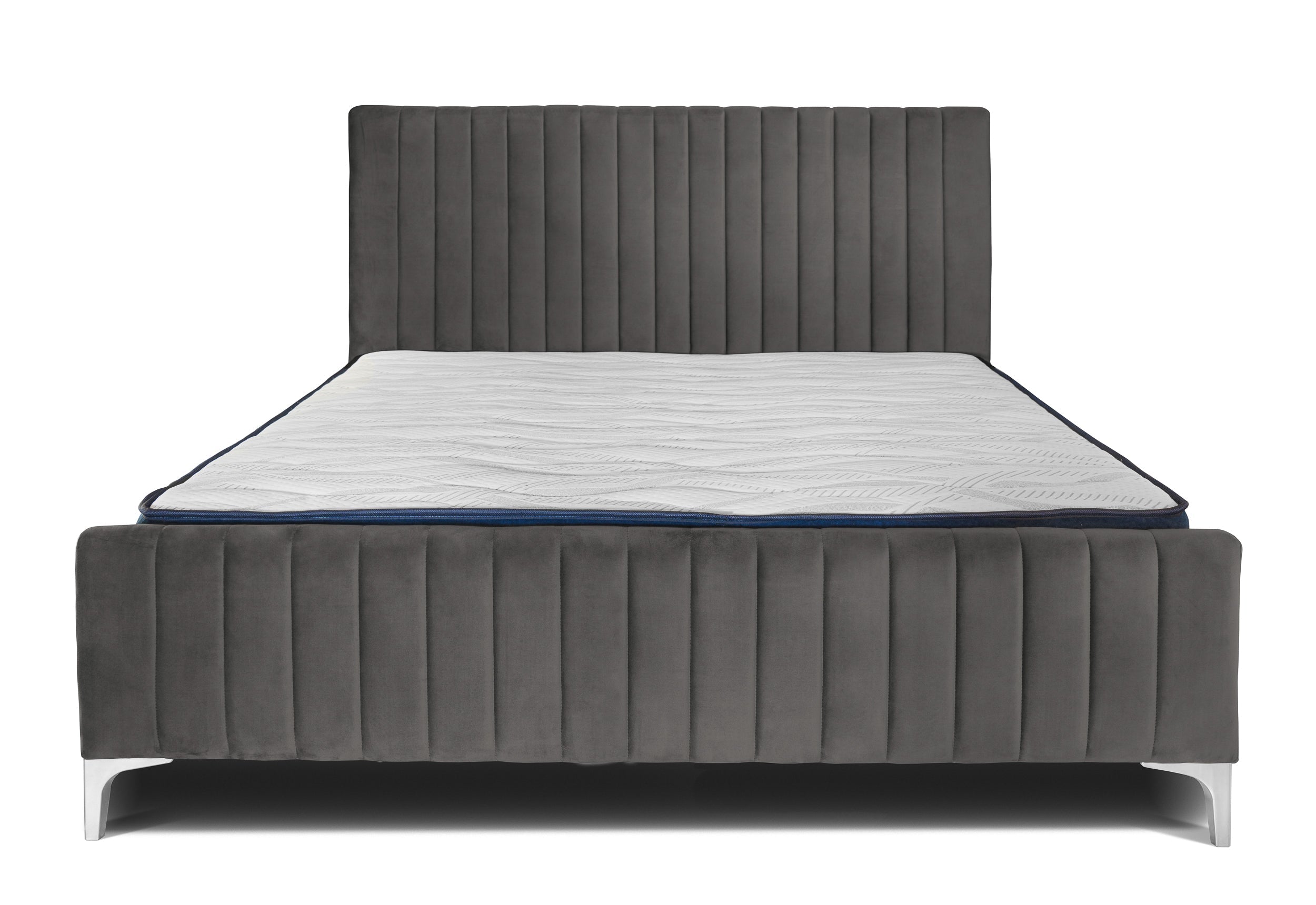 Pat tapițat Dino, cu somieră și picioare înalte #color_Gri-Velluto