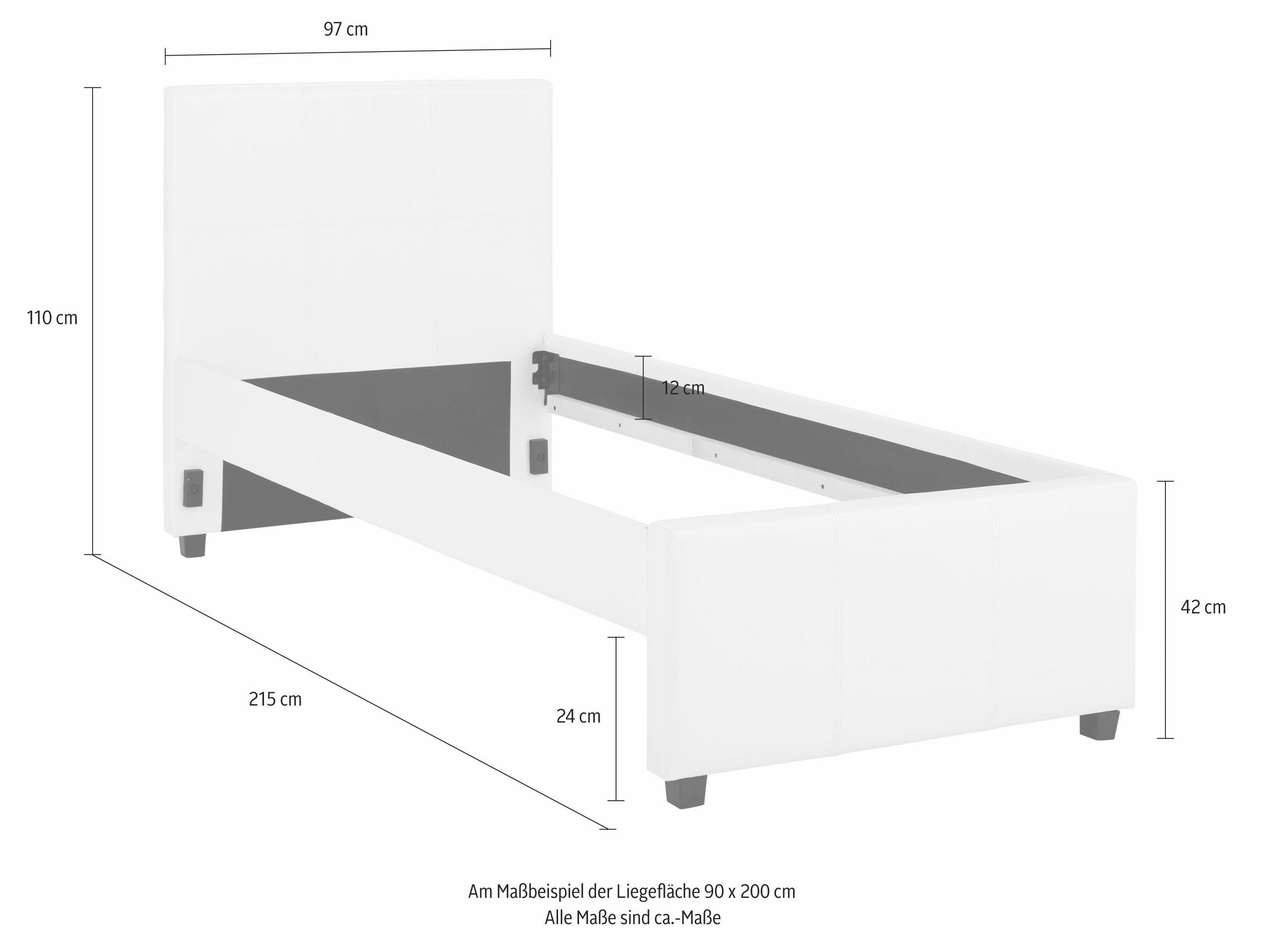 Pat tapitat Maja, 90 cm Arboteca