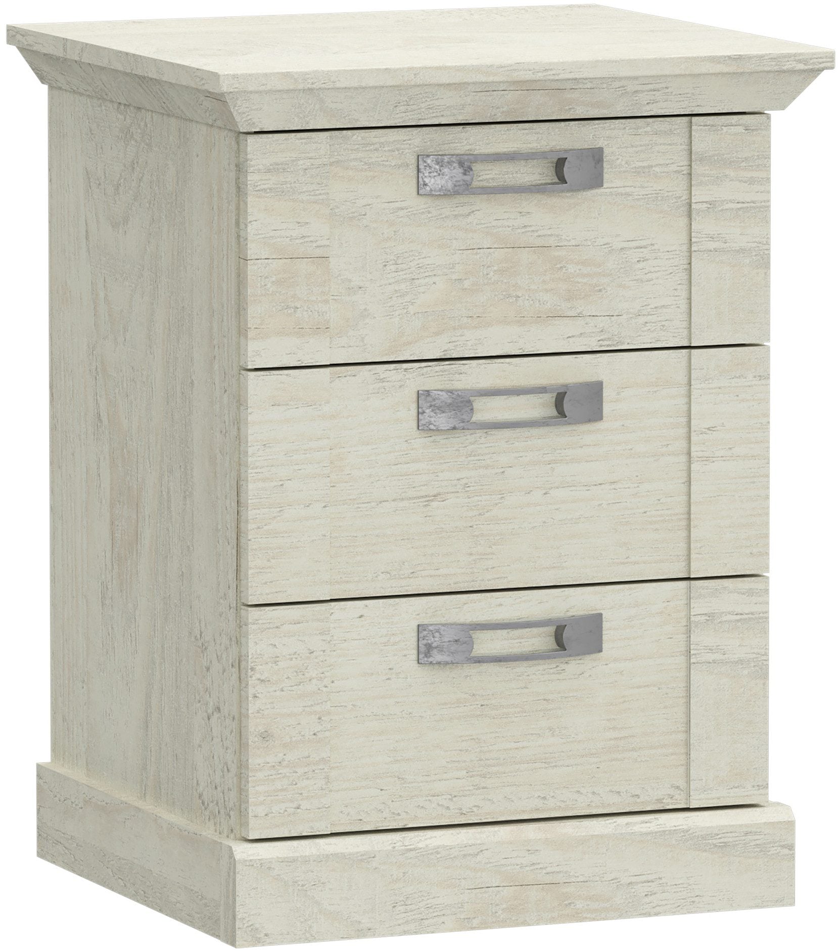 Set 2 noptiere Kashmir, 3 sertare, Pin Alb, 49,8×44,9×66 cm Arboteca