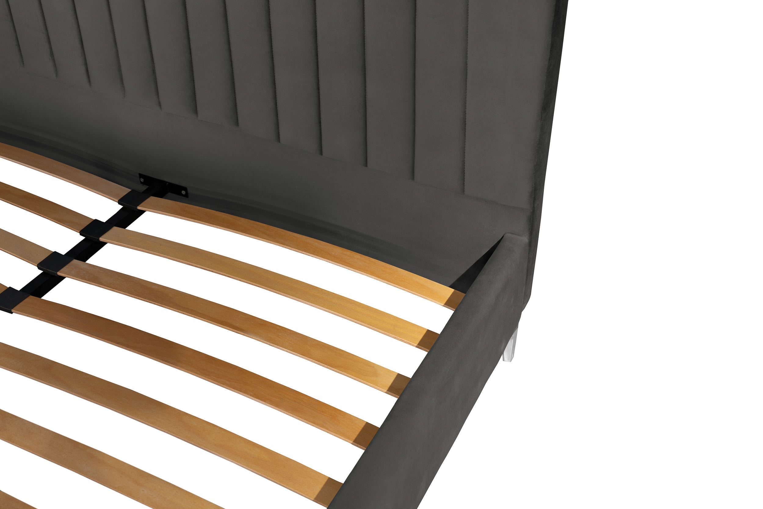 Pat tapițat Dino, cu somieră și picioare înalte #color_Gri-Velluto