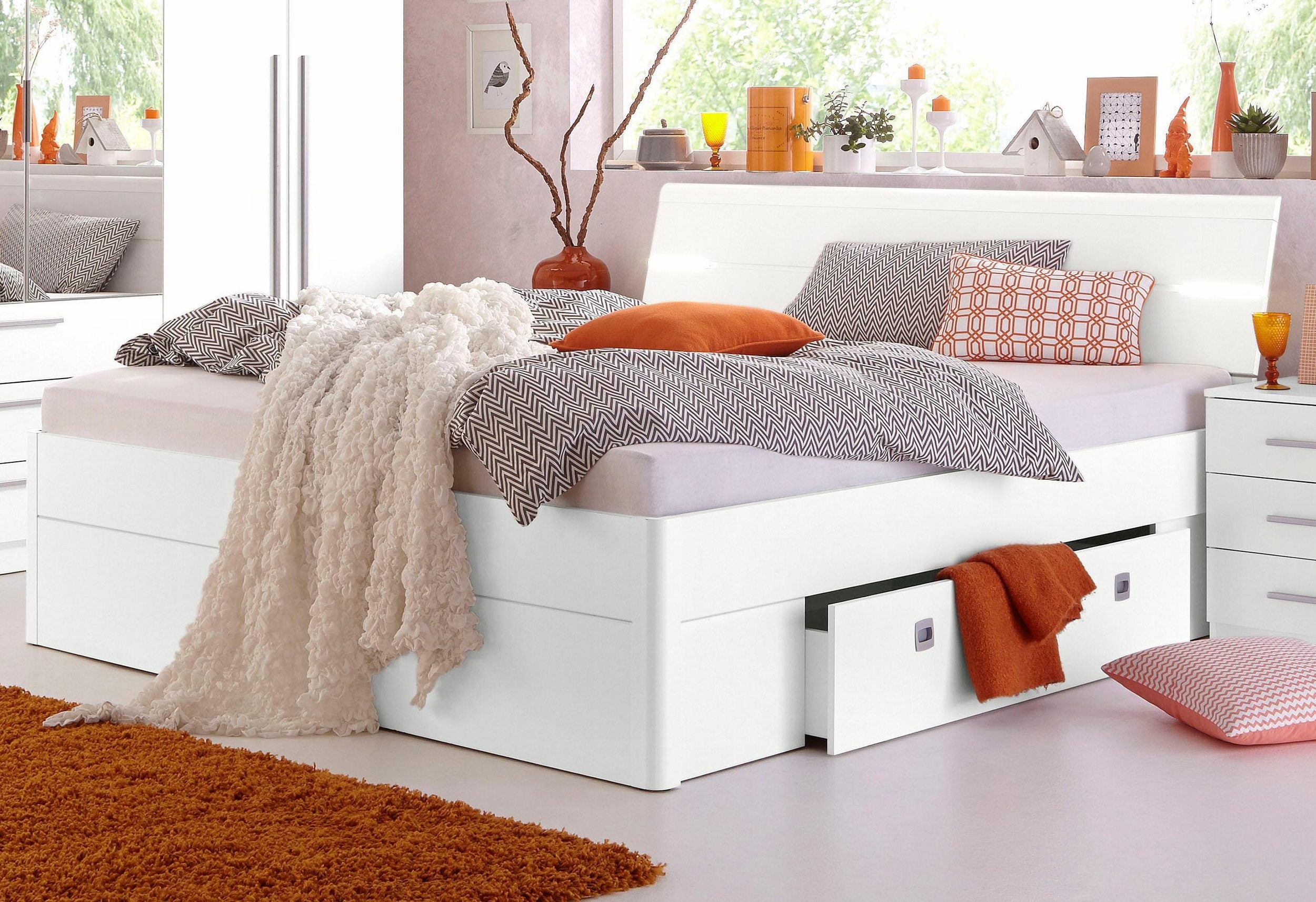 Pat cu iluminare LED si sertare 140/200 Arboteca