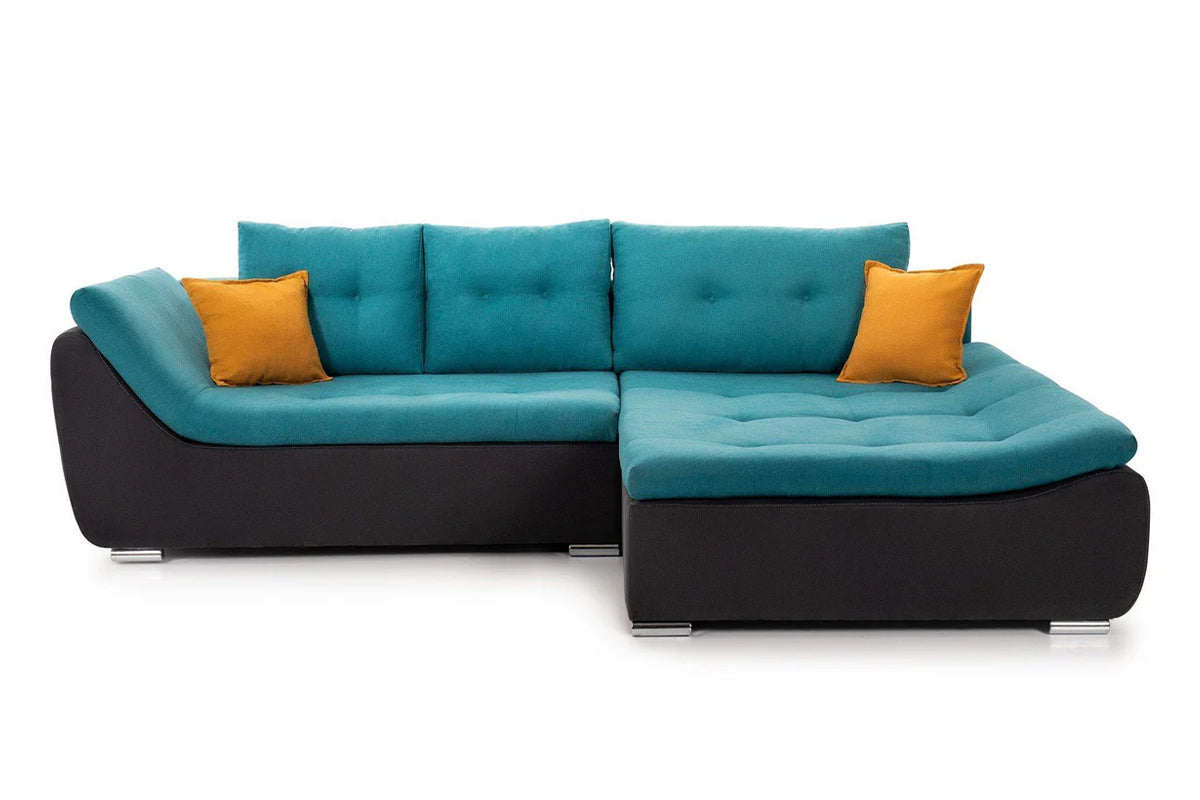 Coltar Extensibil pe dreapta LORENZO, cu lada de depozitare, 285x180x70 cm,- Prestigehome.ro - Coltare - Prestige - #color_Mango-Turcoaz-Negru-Enjoy