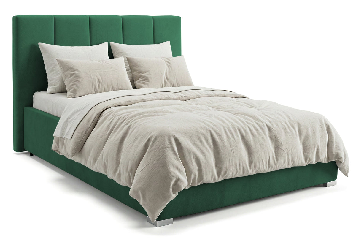 Pat Tapițat Luna, cu somieră rabatabilă și ladă de depozitare Verde Prestige Home