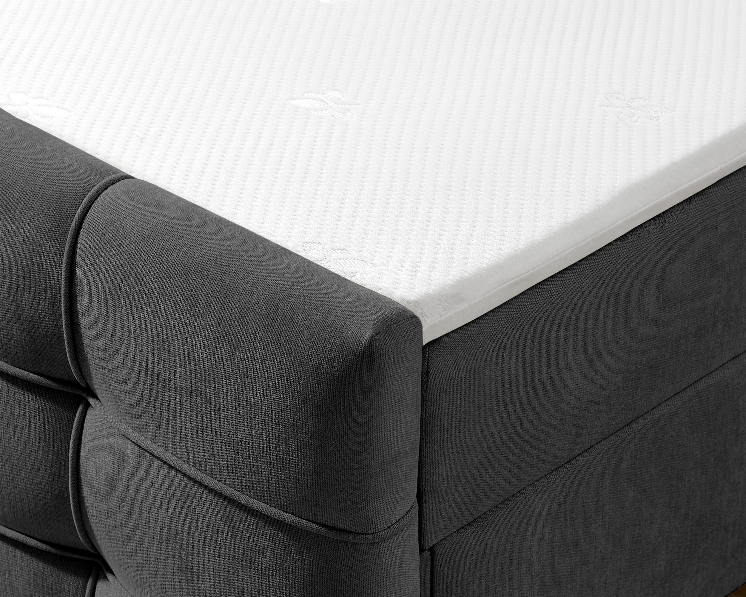 Pat boxspring Lilienne, 180×200 cm, ladă depozitare, saltea H3 + topper Arboteca