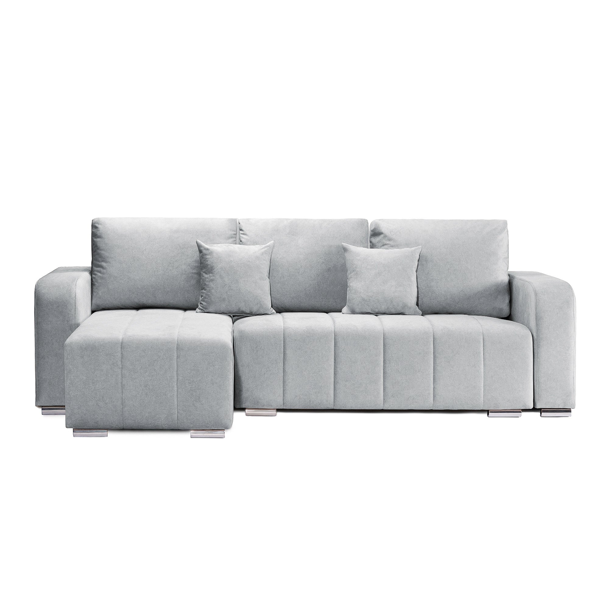 Colțar Extensibil DIEGO, cu lada depozitare, sezlong interschimbabil, 240x147x85cm Gri-Deschis-Whisper Stanga Prestige