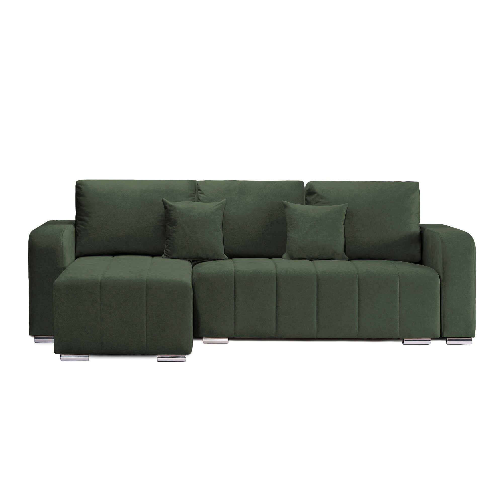 Colțar Extensibil DIEGO, cu lada depozitare, sezlong interschimbabil, 240x147x85cm Verde-Whisper Stanga Prestige