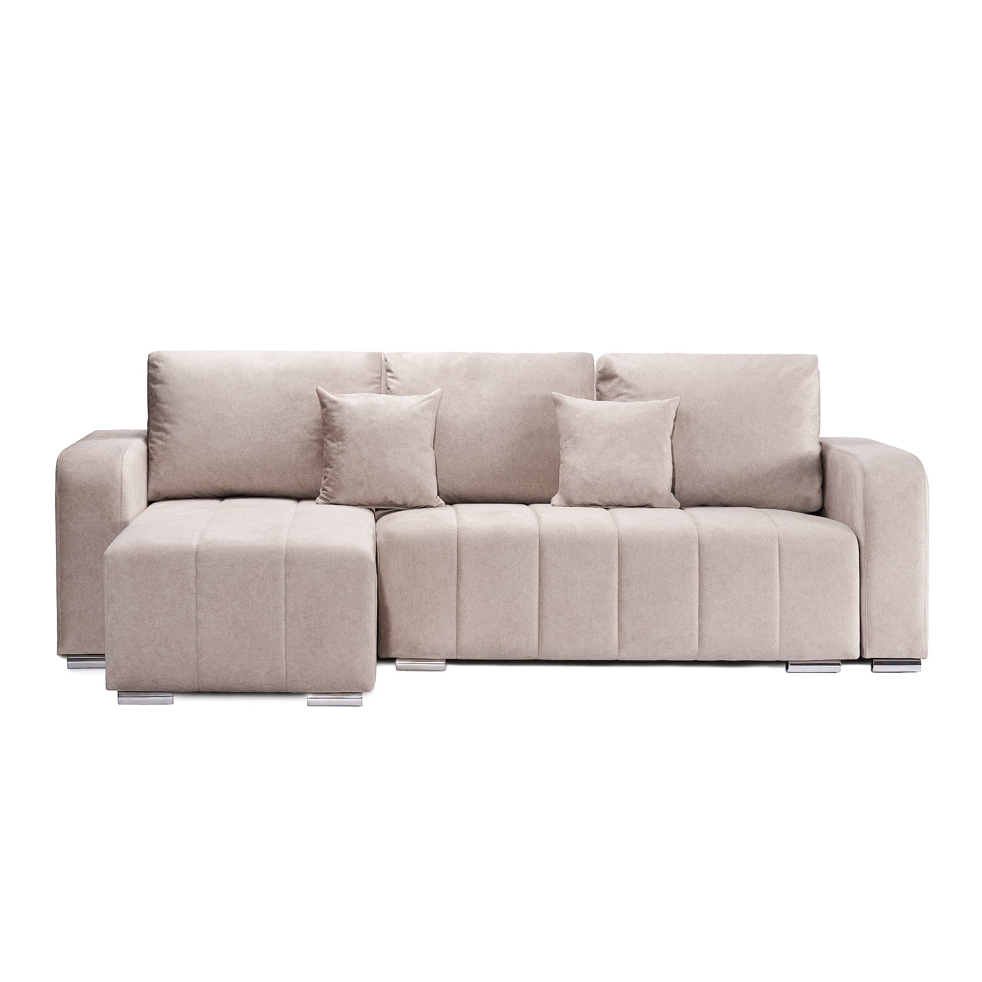 Colțar Extensibil DIEGO, cu lada depozitare, sezlong interschimbabil, 240x147x85cm Bej-Whisper Stanga Prestige