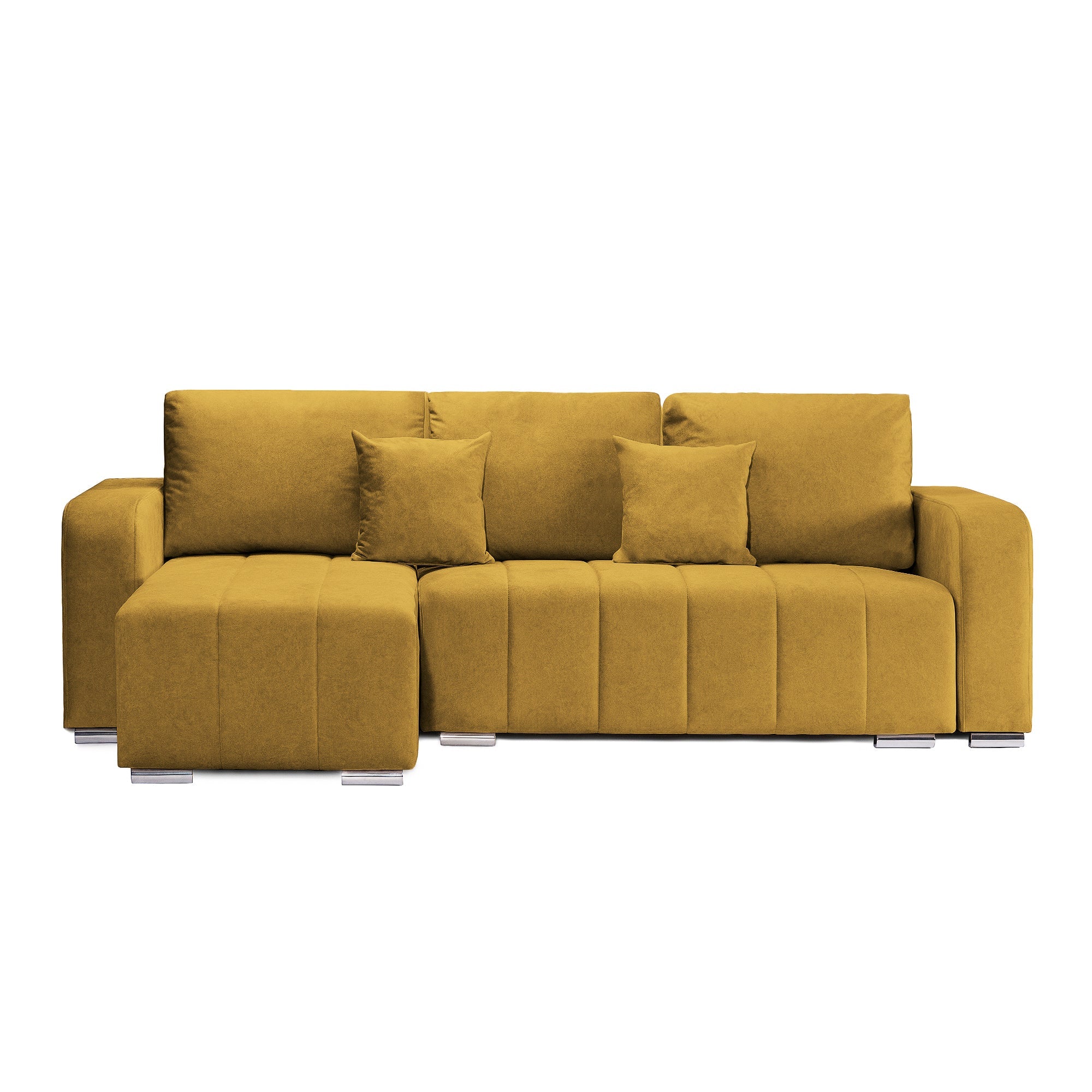 Colțar Extensibil DIEGO, cu lada depozitare, sezlong interschimbabil, 240x147x85cm Galben-Olive-Whisper Stanga Prestige