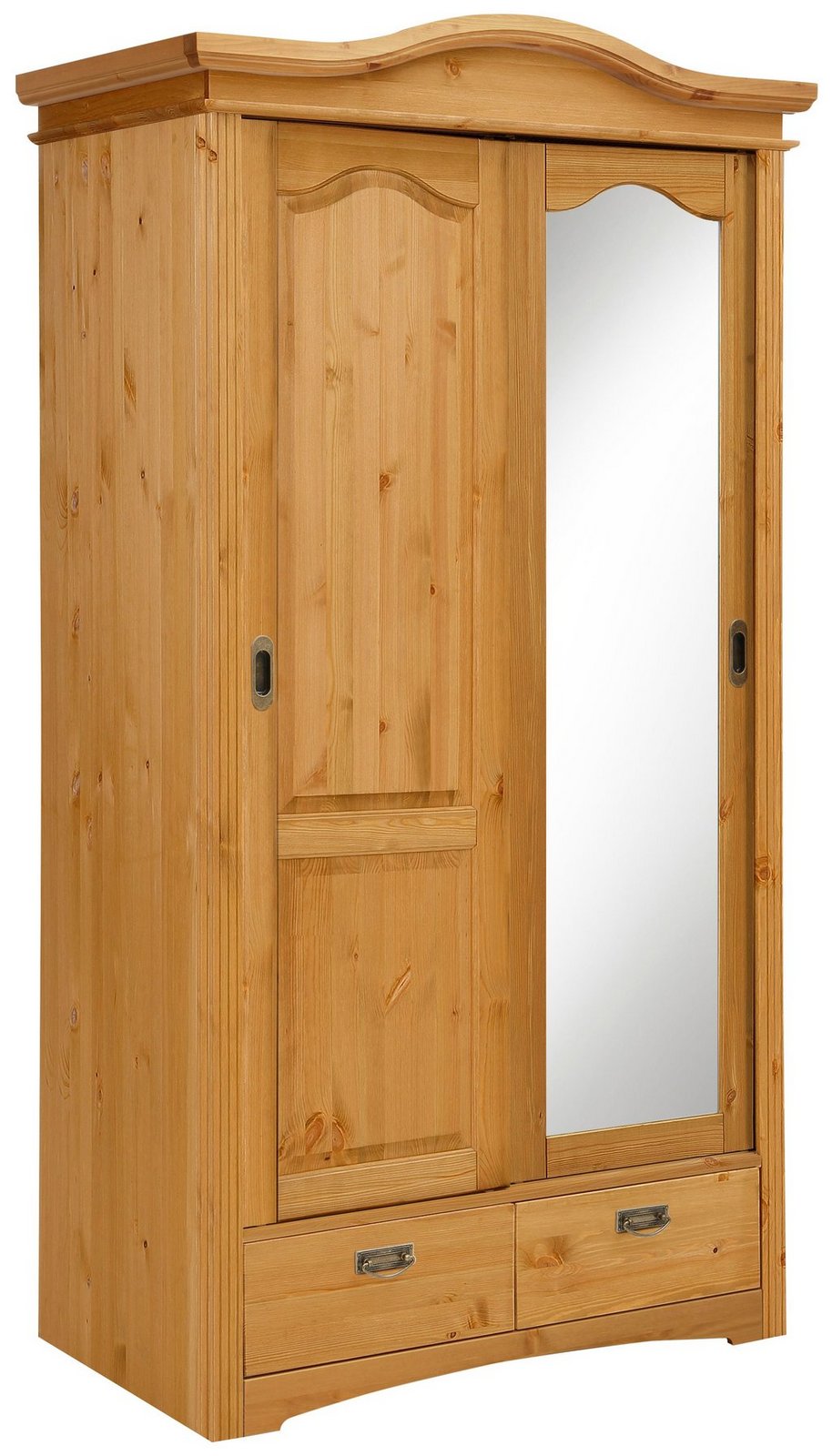 Dulap Konrad cu uși glisante, pin masiv natur, 111×207×64 cm Arboteca
