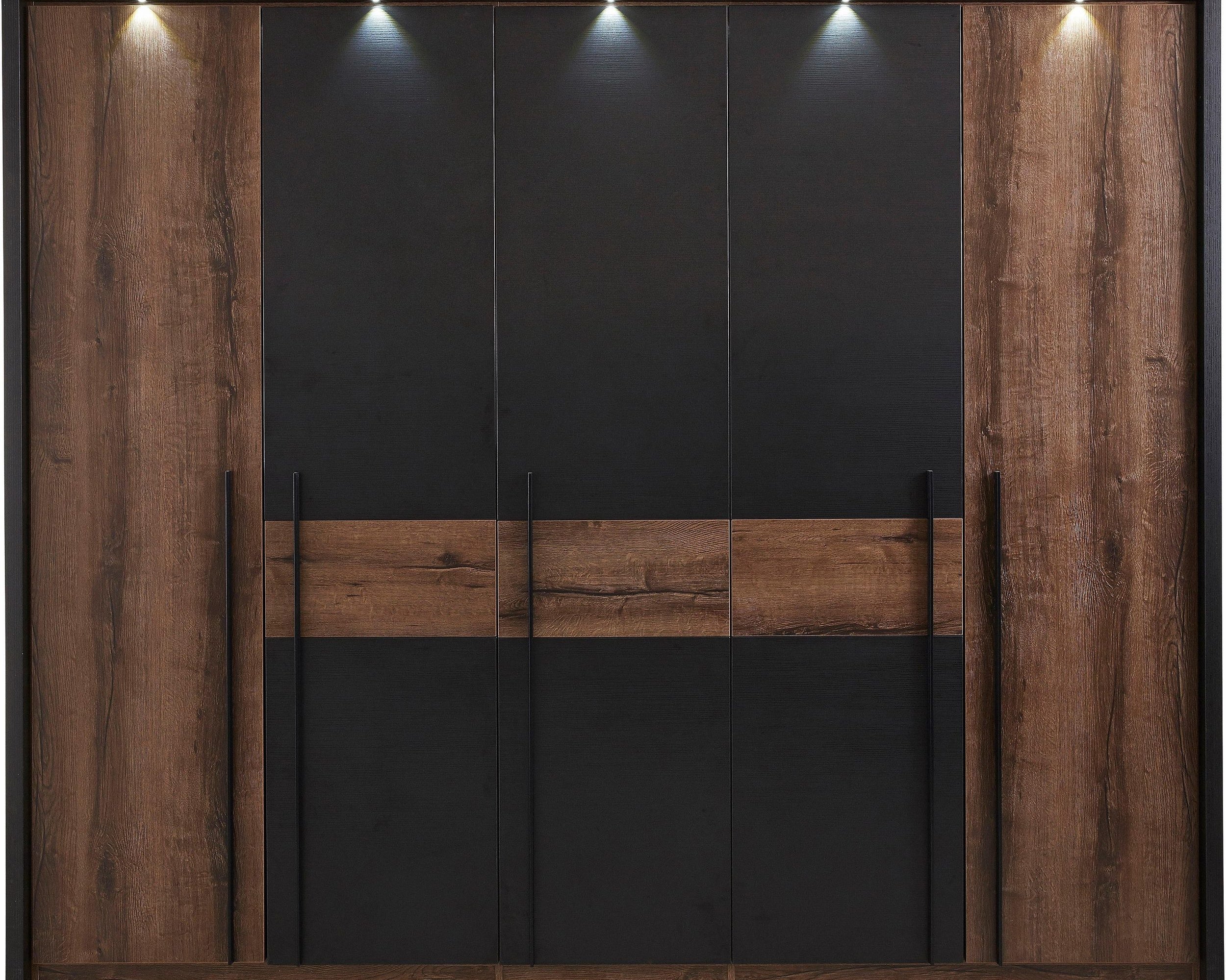 Dulap Bellevue cu iluminare LED, 5 uși, 261 cm Arboteca