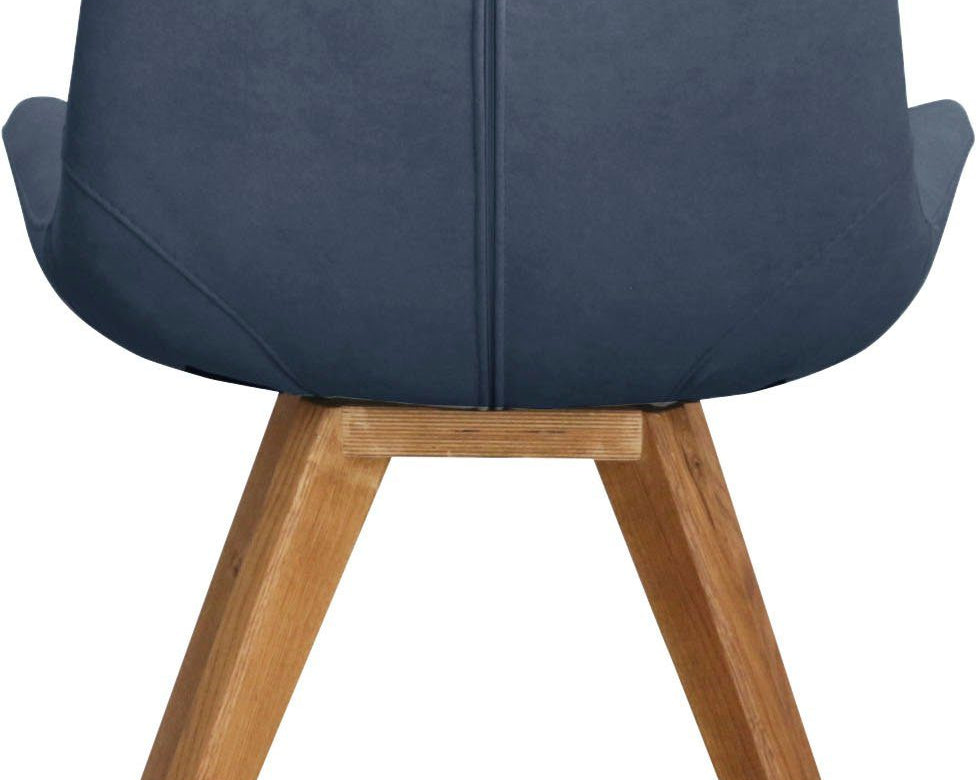 Set de 6 scaune „Bratislava” – lemn masiv FSC®, velur catifelat, nuanță albastru „Cloud 74” Arboteca
