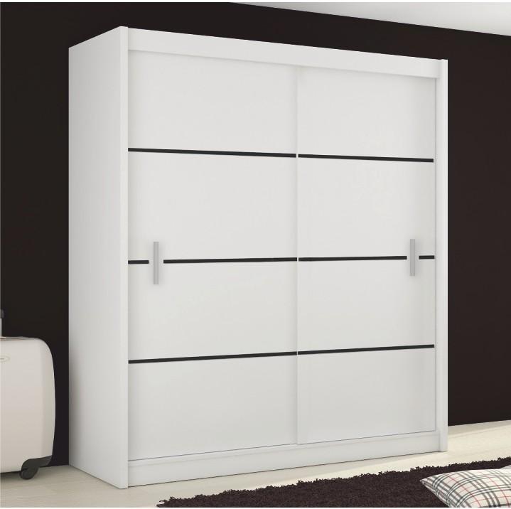 Dulap cu uși glisante MERINA 203, alb/negru, 203x215 cm Kondela