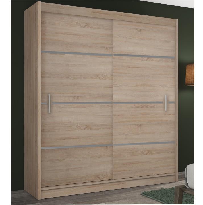 Dulap cu uși glisante MERINA 203, stejar sonoma/gri, 203x215 cm Kondela
