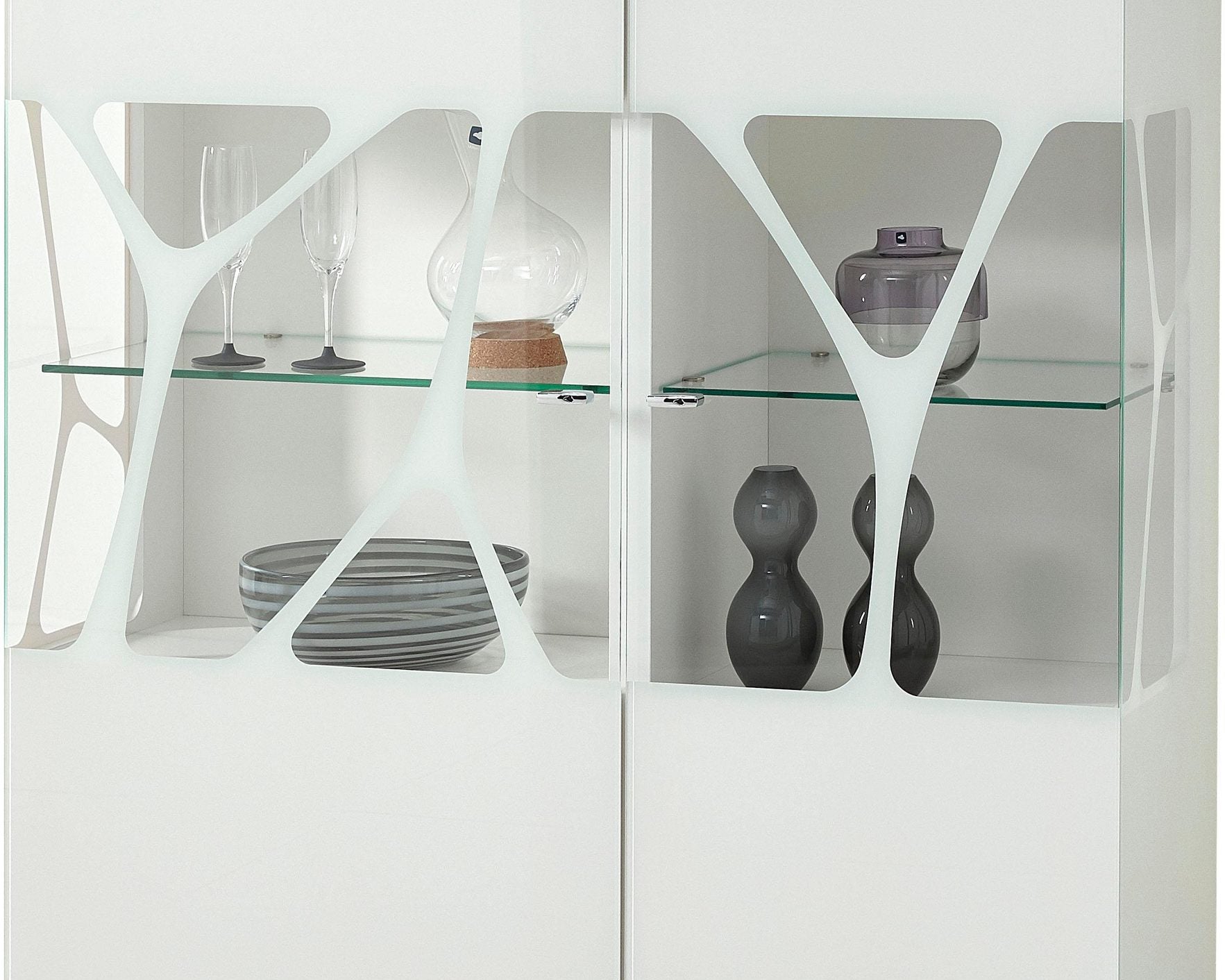 Vitrină MDF cu sticlă Cube, living, alb, 110 cm Arboteca