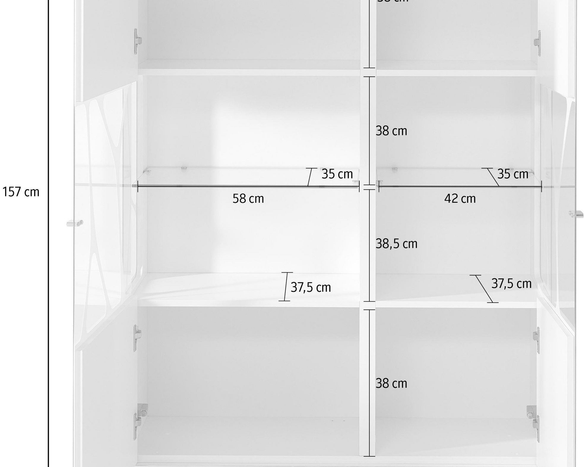 Vitrină MDF cu sticlă Cube, living, alb, 110 cm Arboteca