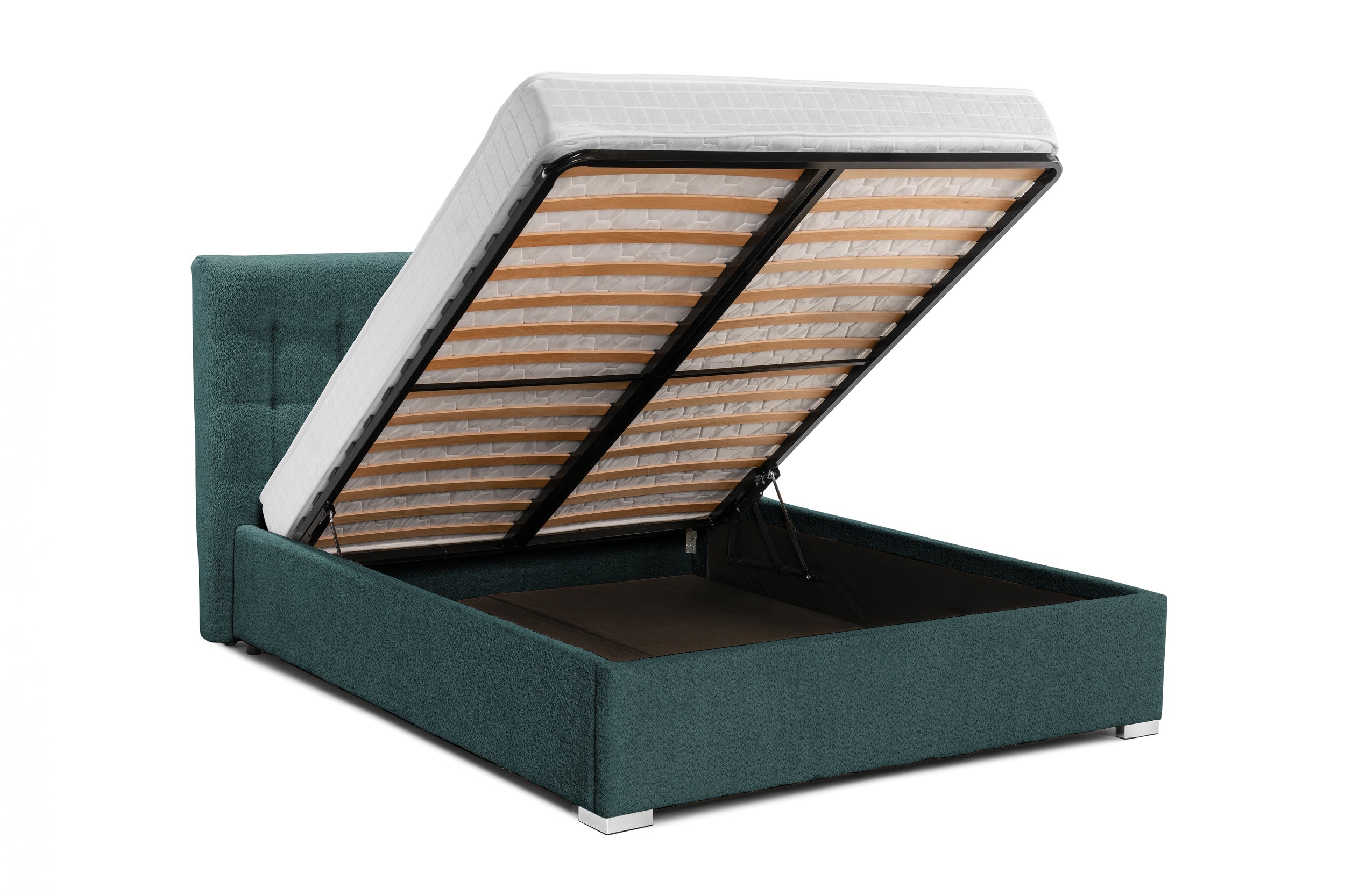 Pat Tapițat Strasbourg Premium, cu somieră rabatabilă și ladă depozitare, #color_Turcoaz-Anthology