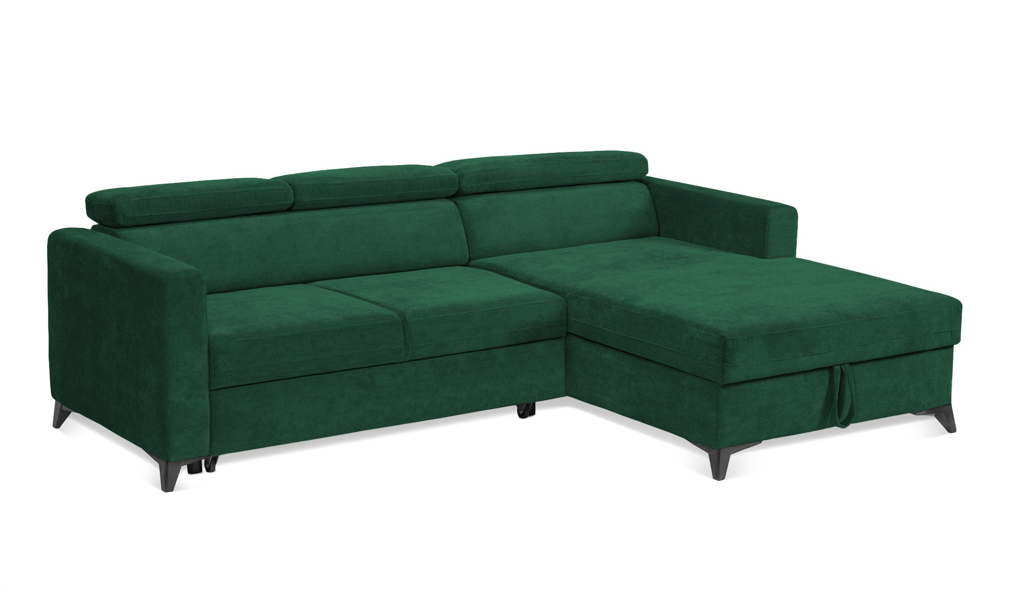 Colțar Extensibil MIZZONI, cu lada depozitare, variante stânga/dreapta, tetiere reglabile, 250 x 175 x 94 cm #color_Verde-Run-Again