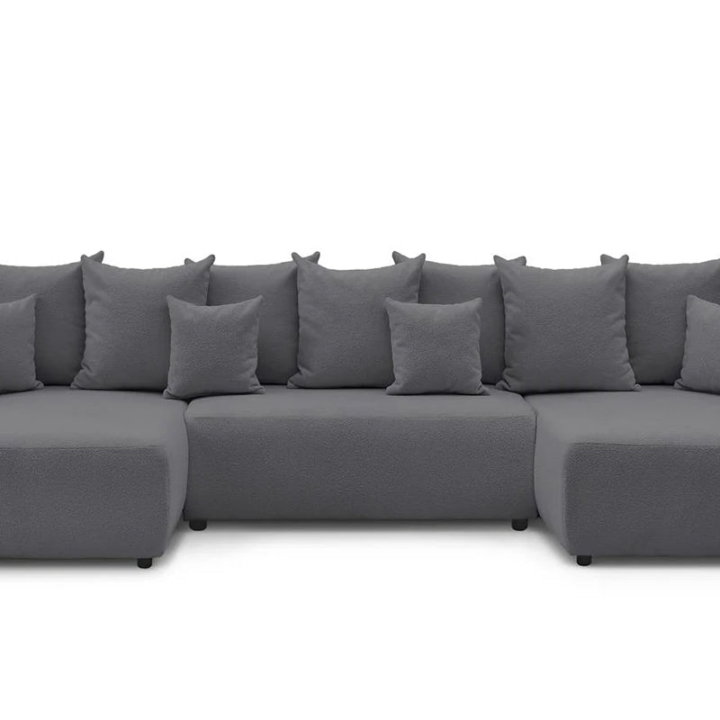 Colțar Extensibil, în formă de U, LIVIGNO, cu ladă de depozitare, 347x154x80 cm Gri-Inchis-Anthology Prestige Home