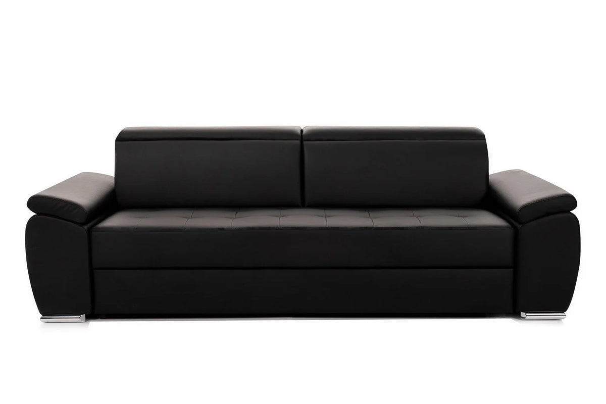 Canapea Extensibila 3 locuri TRENDY, cu tetiere, 245x105x80 cm, Negru - Prestigehome.ro - Canapea 3 Locuri - Prestige - #color_Negru-Piele-Imitatie