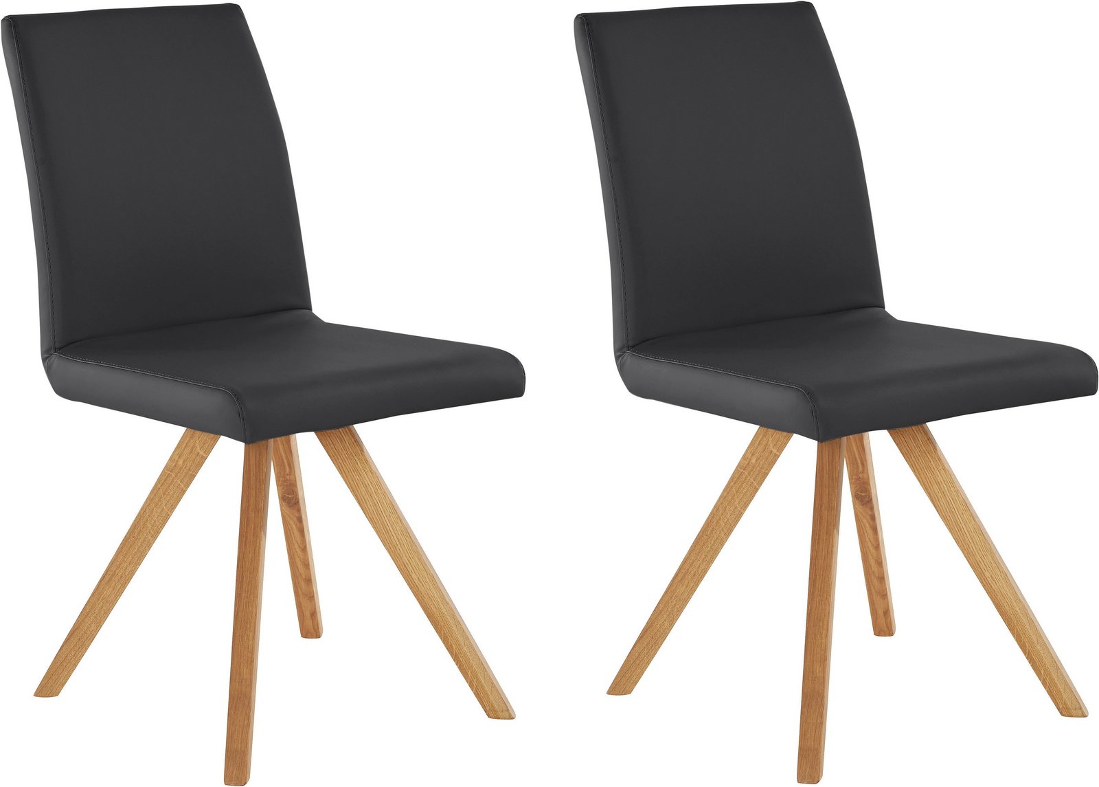 Set 2 scaune Rio, piele ecologică neagră, cadru stejar uleiat Arboteca
