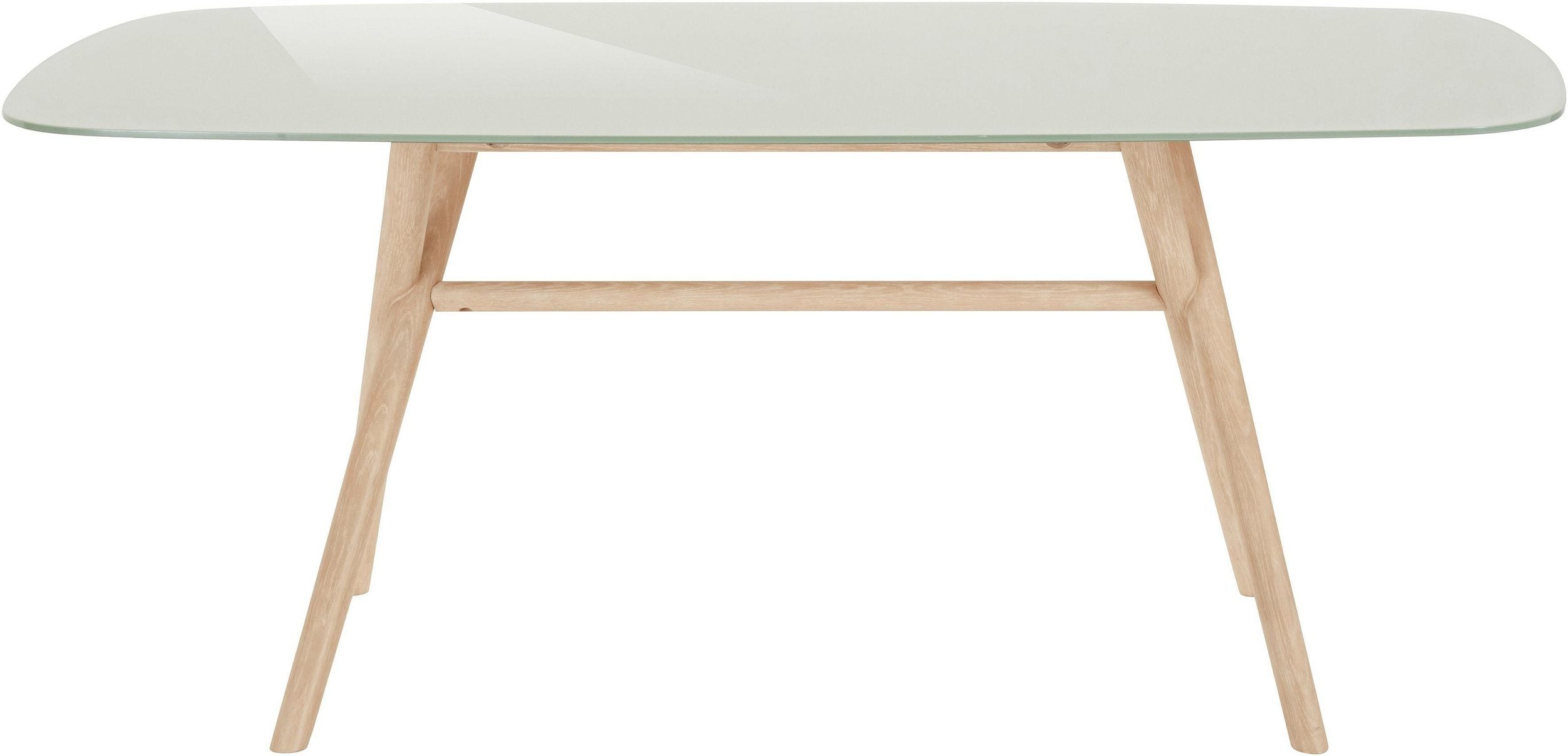 Masă Buus, picioare din lemn masiv de frasin, blat sticla, 180 cm latime Arboteca