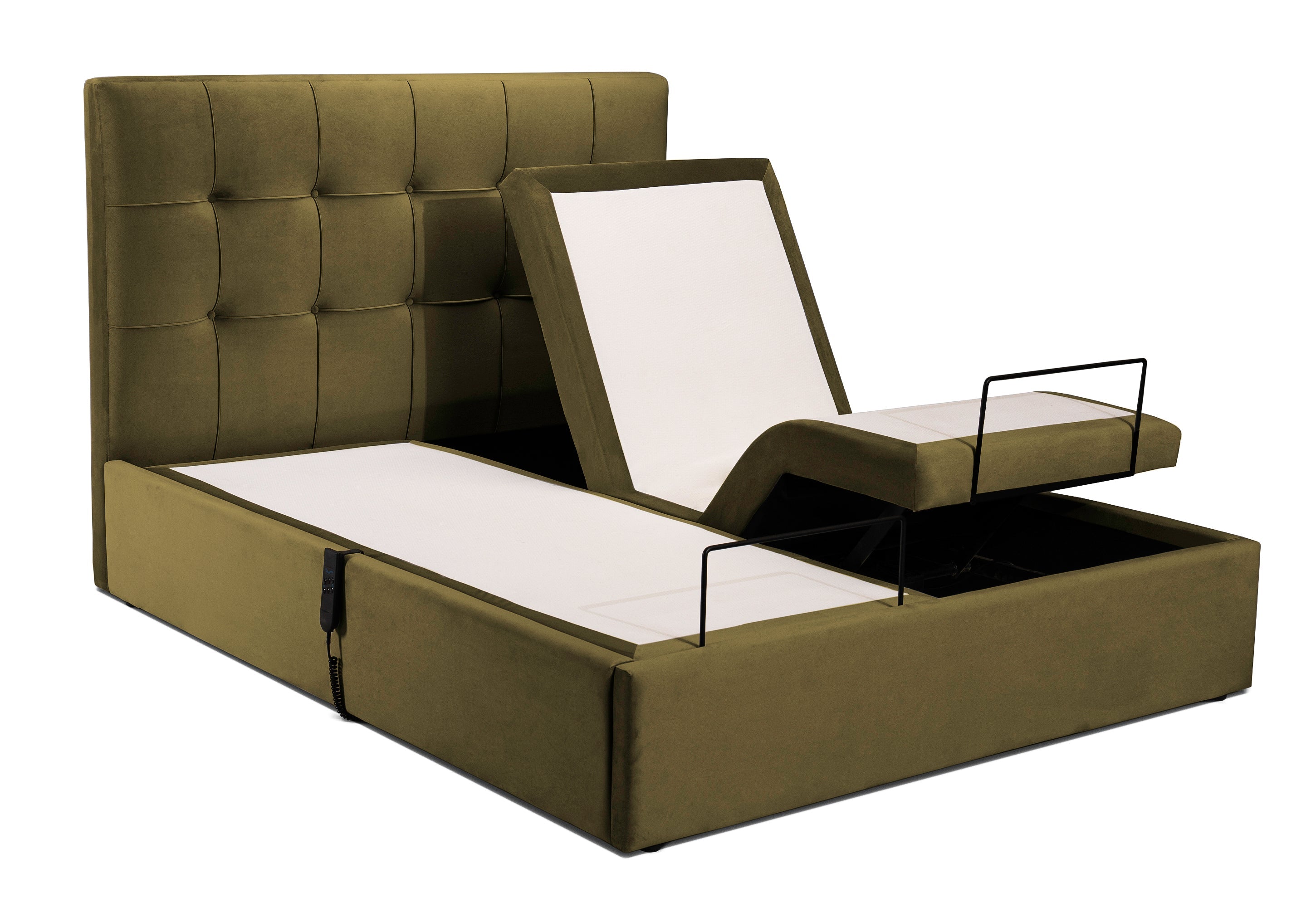 Pat reglabil electric, tapițat, Electra, 160x200 #color_Verde-Velluto