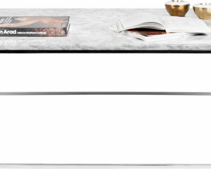 Măsuță de cafea cu blat de marmură, 120 cm, cadru crom Arboteca