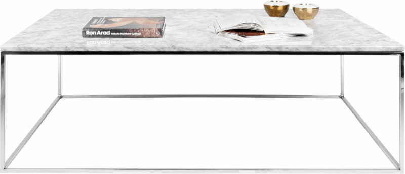 Măsuță de cafea cu blat de marmură, 120 cm, cadru crom Arboteca