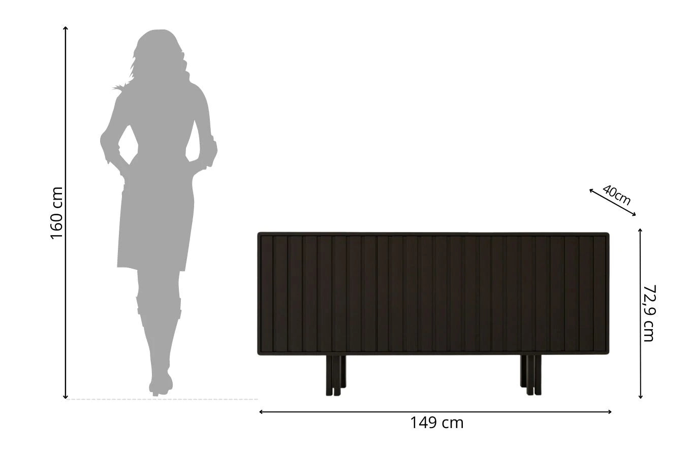 Comoda Visage, Negru, 149 cm Arboteca