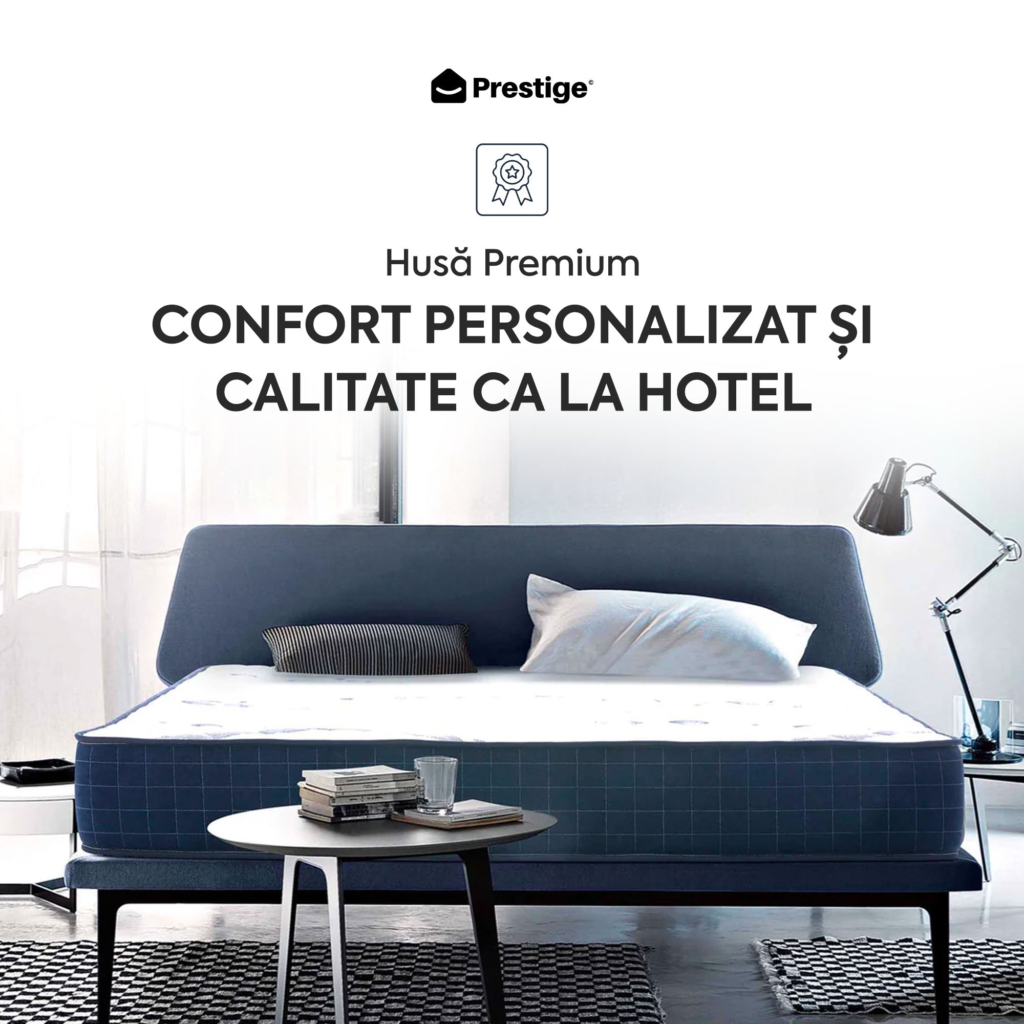 Saltea Ideal Sleep HOTEL SERIES NIGHT LUX, superortopedică, cu spumă poliuretanică și arcuri, husă cu aerisire optimă, Grosime 26 cm - Prestige Home