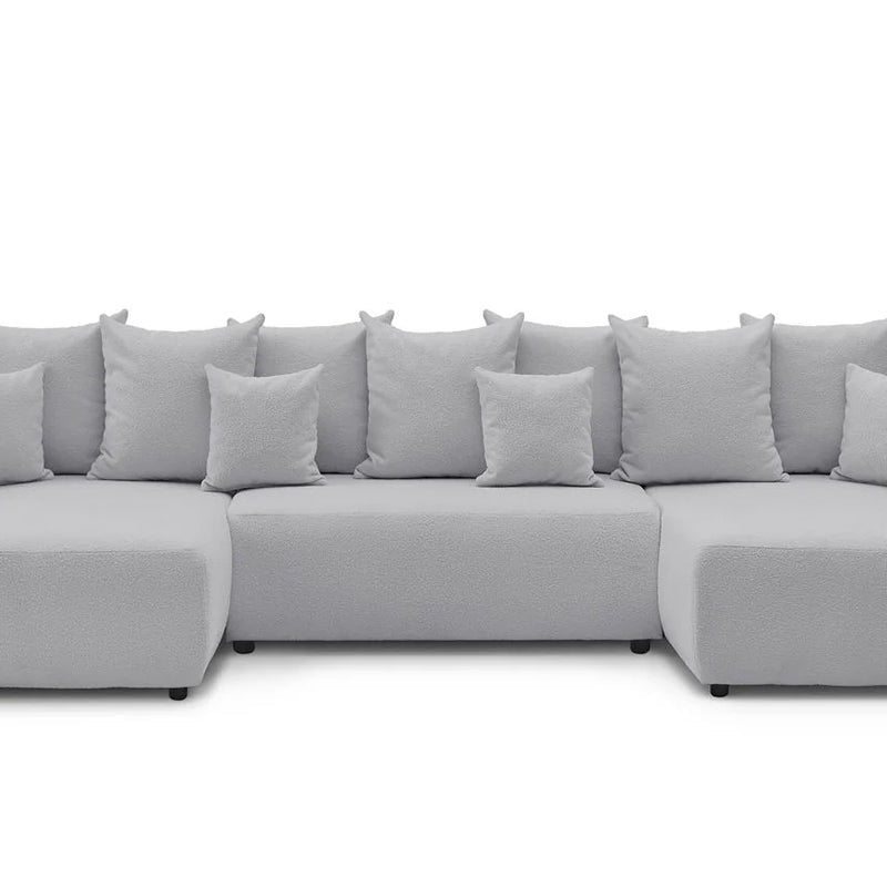 Colțar Extensibil, în formă de U, LIVIGNO, cu ladă de depozitare, 347x154x80 cm Gri-Deschis-Anthology Prestige Home