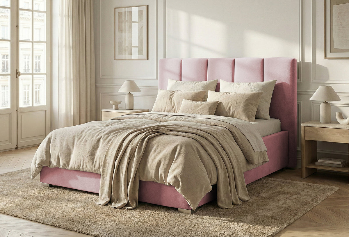 Pat Tapițat Luna, cu somieră rabatabilă și ladă de depozitare Prestige Home