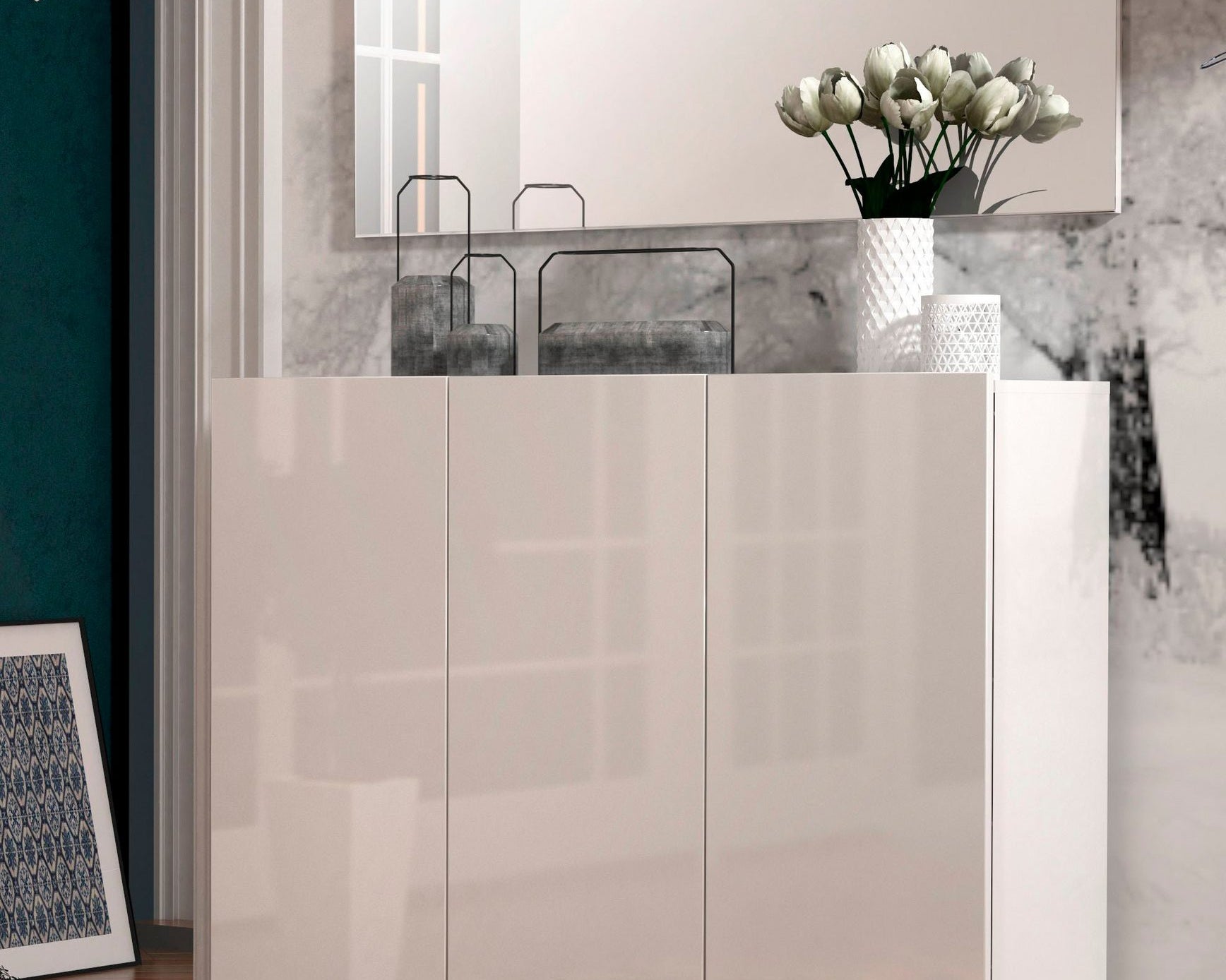 Pantofar Mister , Alb lucios , 120 cm latime Arboteca