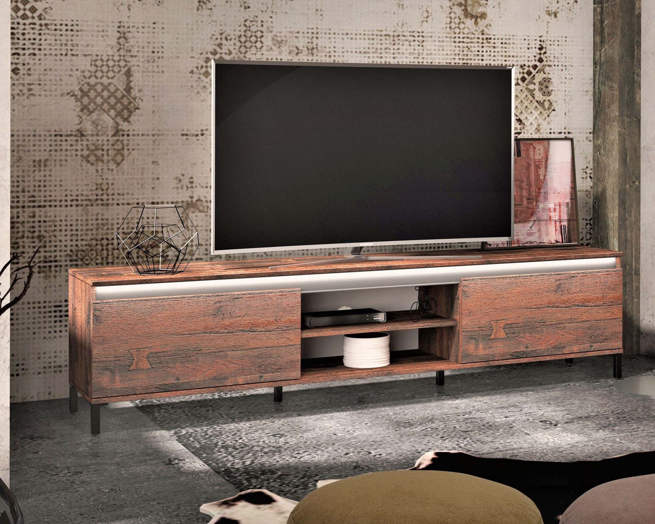 Comodă TV Genio Industrial, 200 cm, stejar/antracit Arboteca