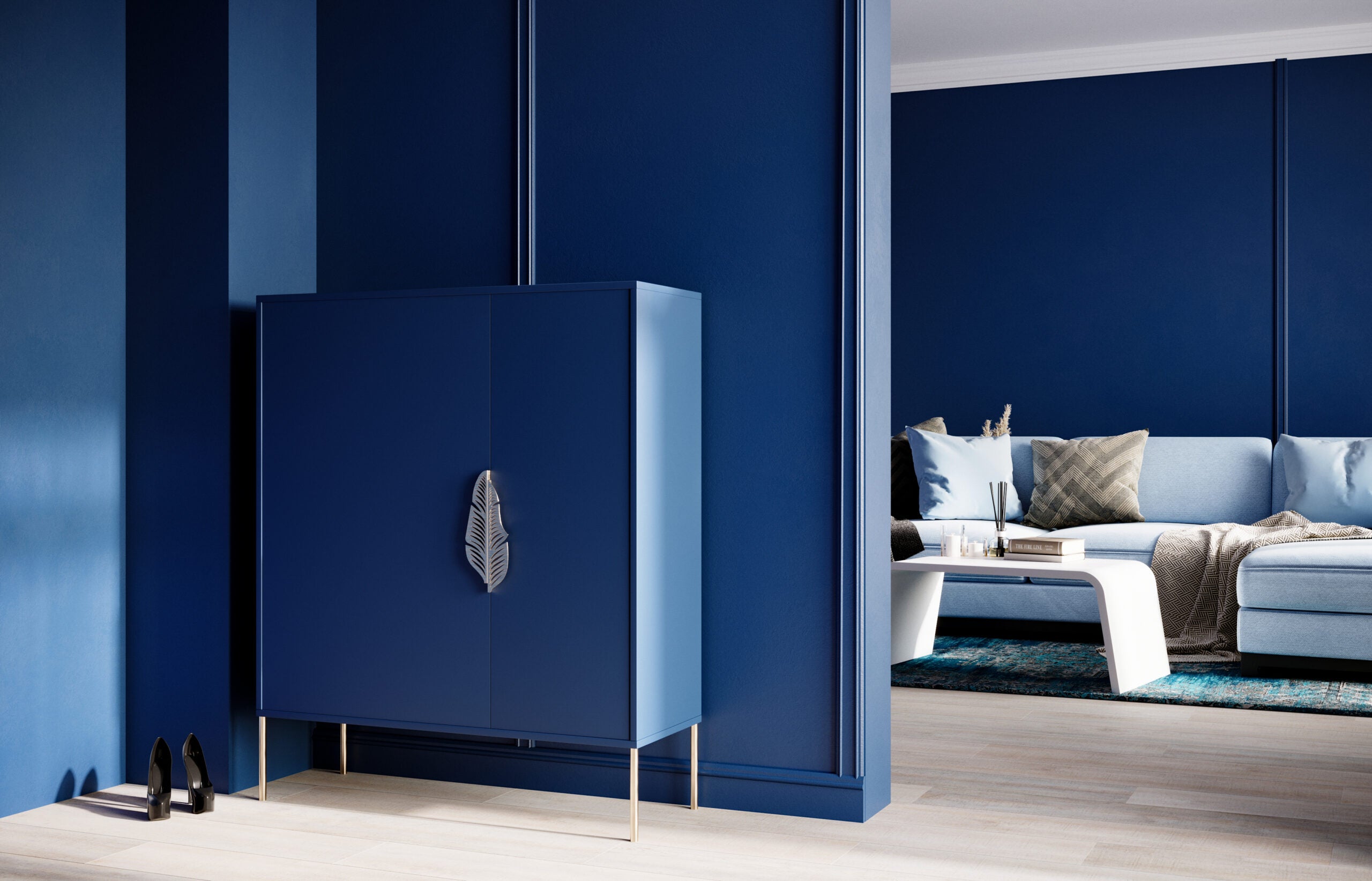 Pantofar Ayana, Albastru/Auriu Arboteca