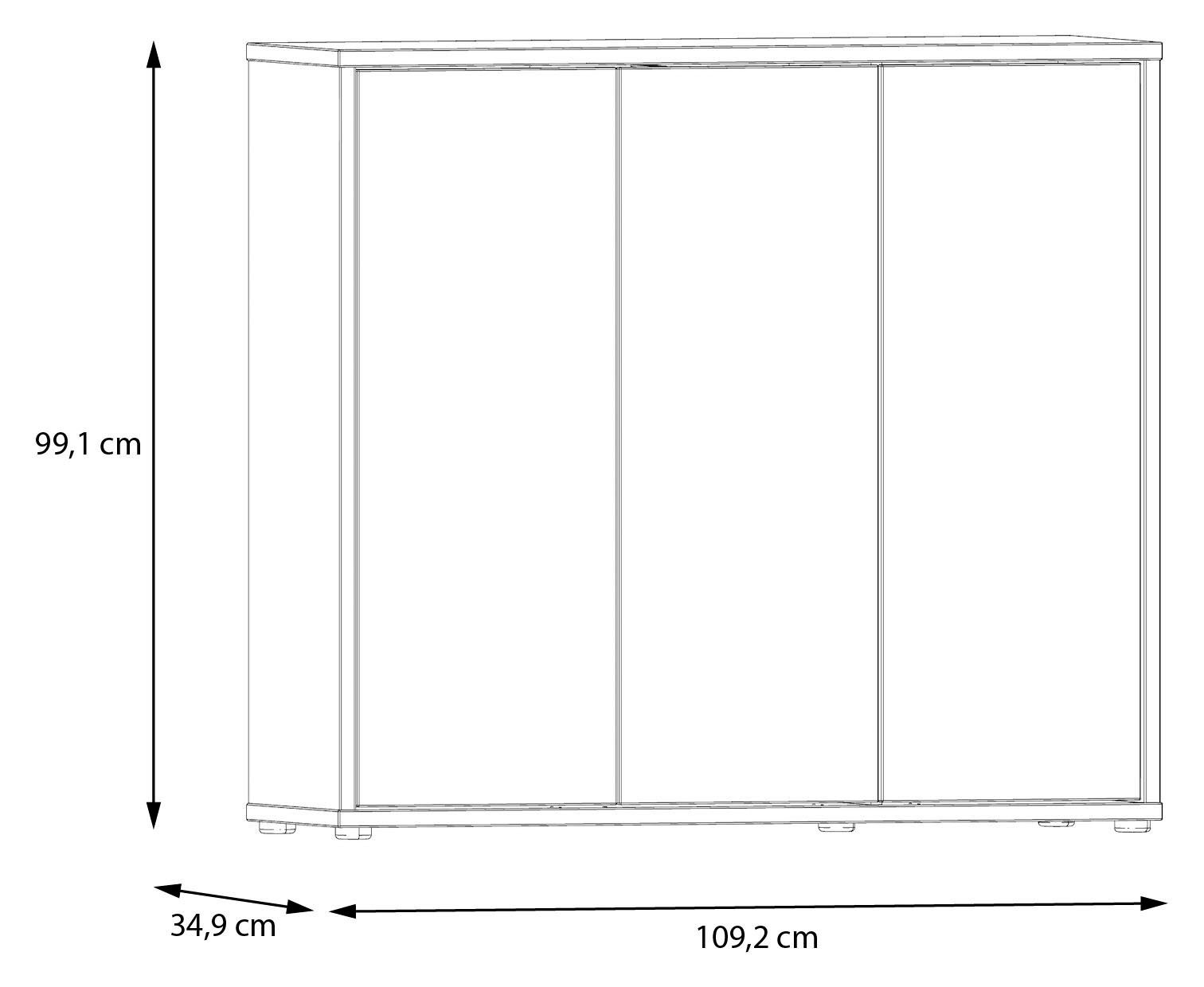 Pantofar Alice Springs cu 3 uși, 20 perechi, gri, 109×99×35 cm Arboteca