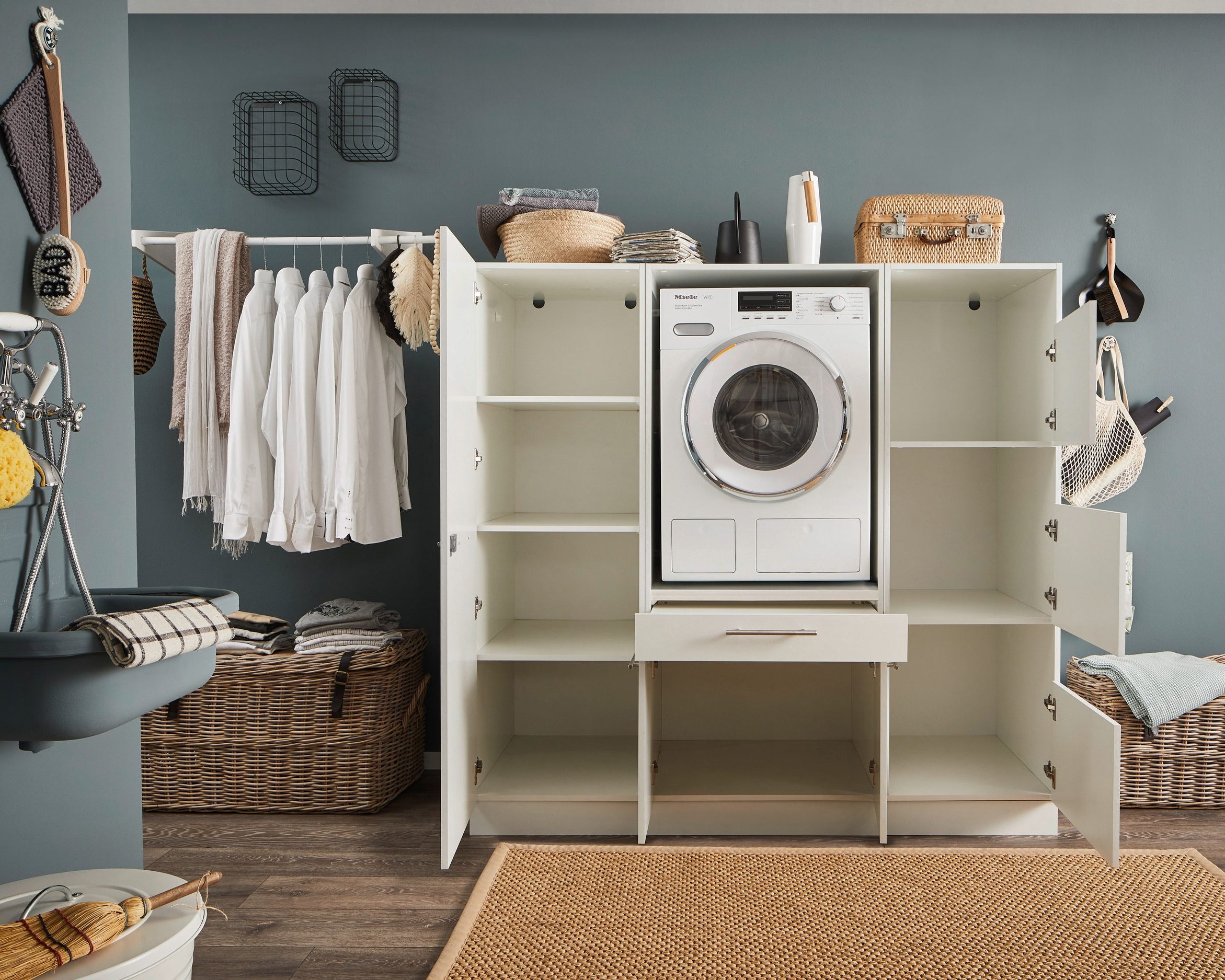 Dulap Masină Spălat Laundreezy, alb, 117.5 cm lățime Arboteca