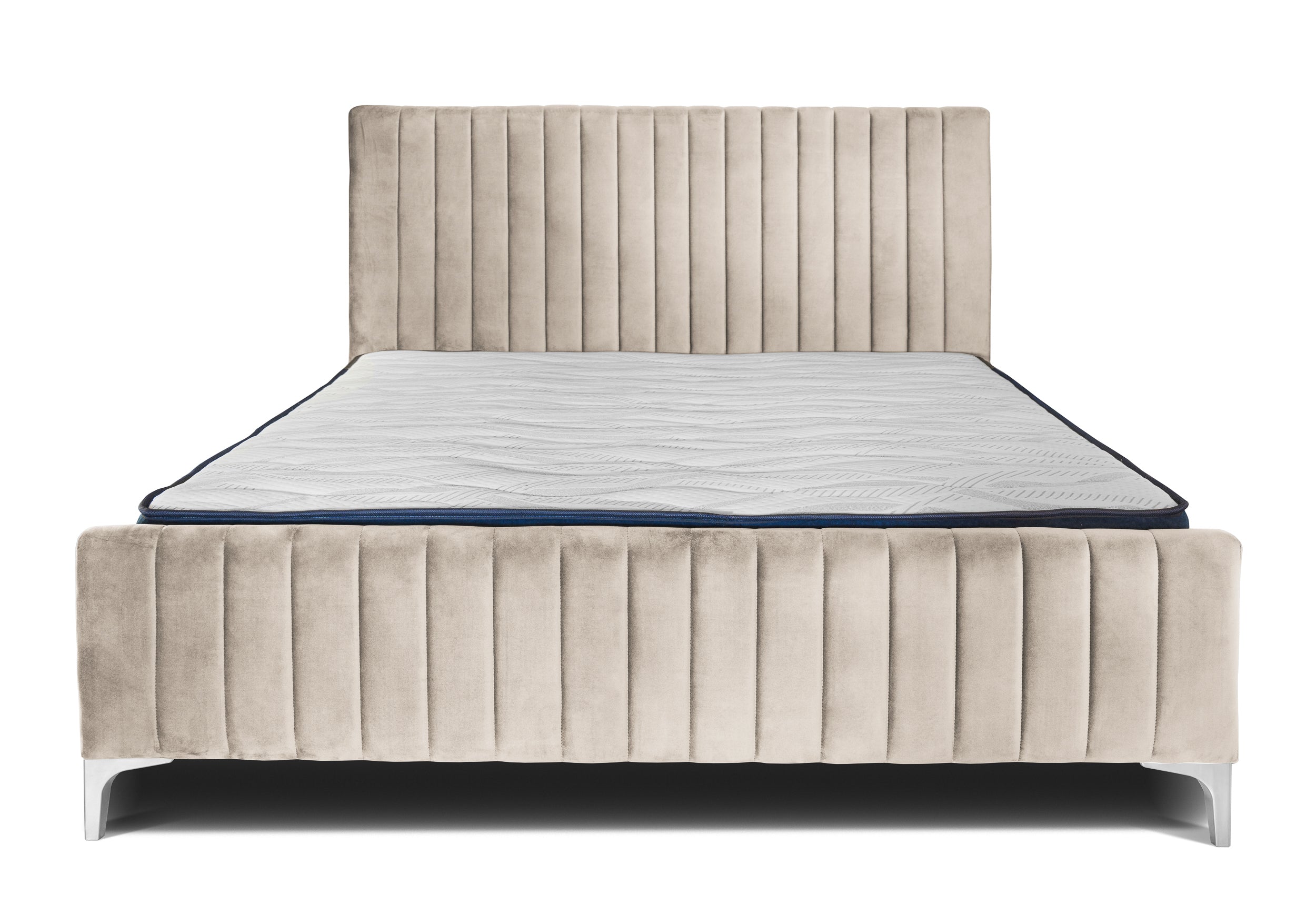 Pat tapițat Dino, cu somieră și picioare înalte #color_Bej-Velluto