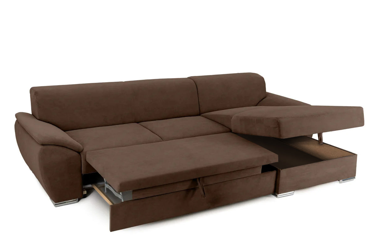 Colțar Extensibil PICASSO, cu ladă de depozitare, variante stânga/dreapta 300x170x80 cm #color_Maro-Enjoy