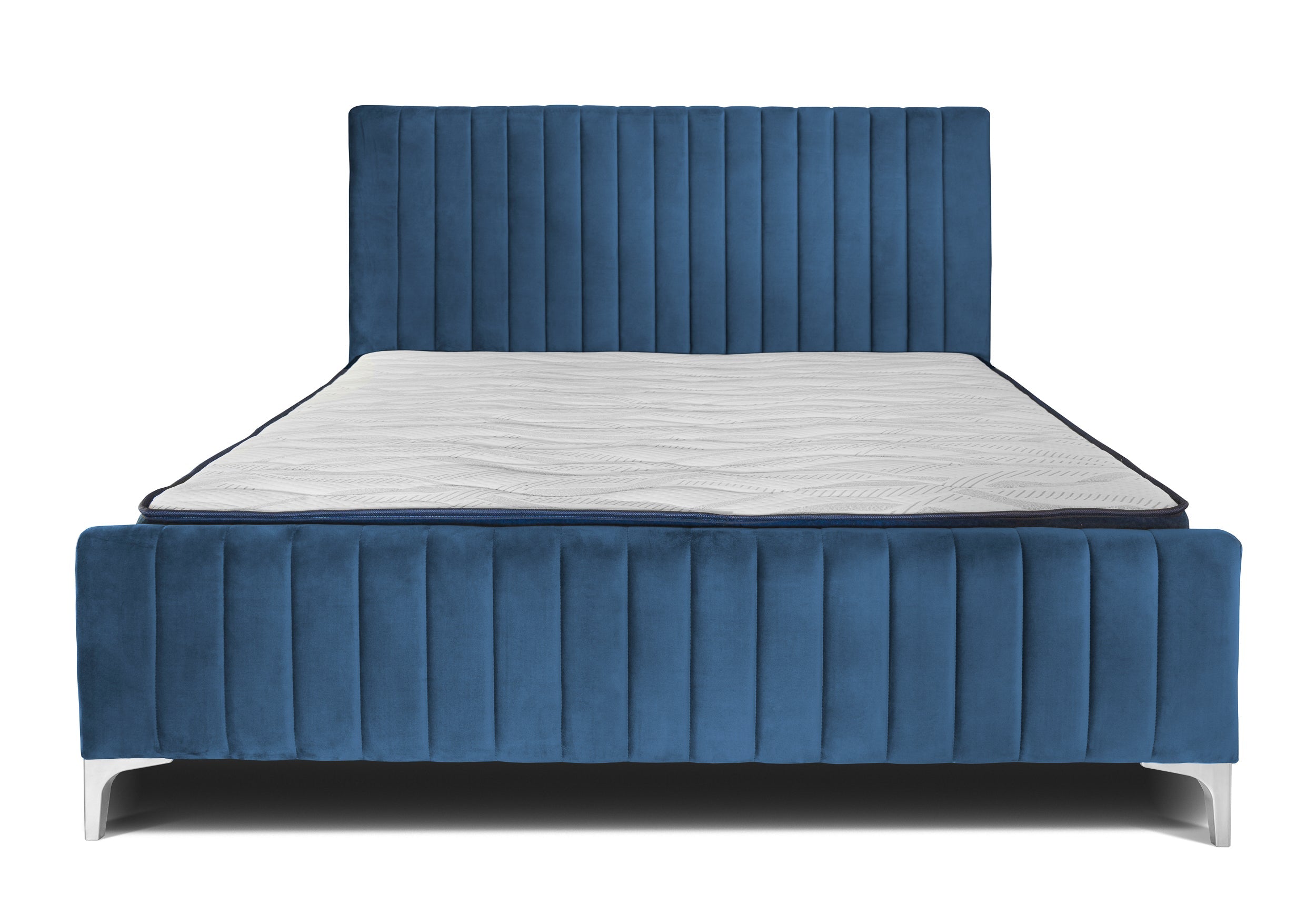 Pat tapițat Dino, cu somieră și picioare înalte #color_Albastru-Velluto