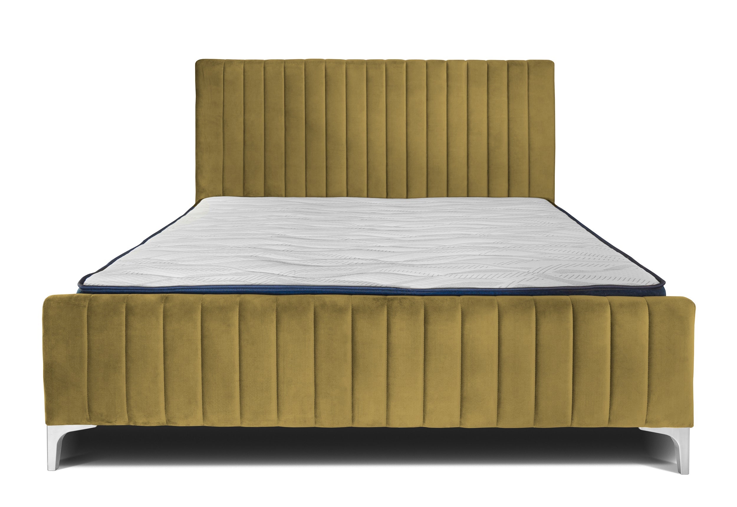 Pat tapițat Dino, cu somieră și picioare înalte #color_Verde-Velluto