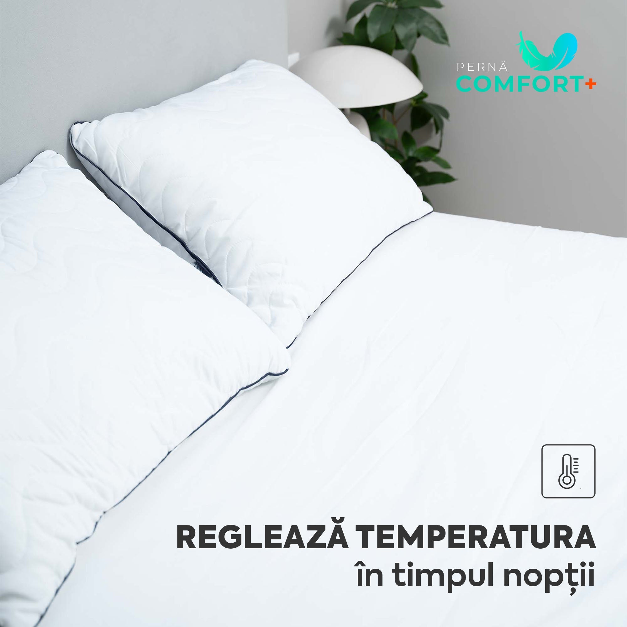 Set 10 x Perne Comfort Plus cu microfibră, husă microfibră, 50x70 cm Arboteca