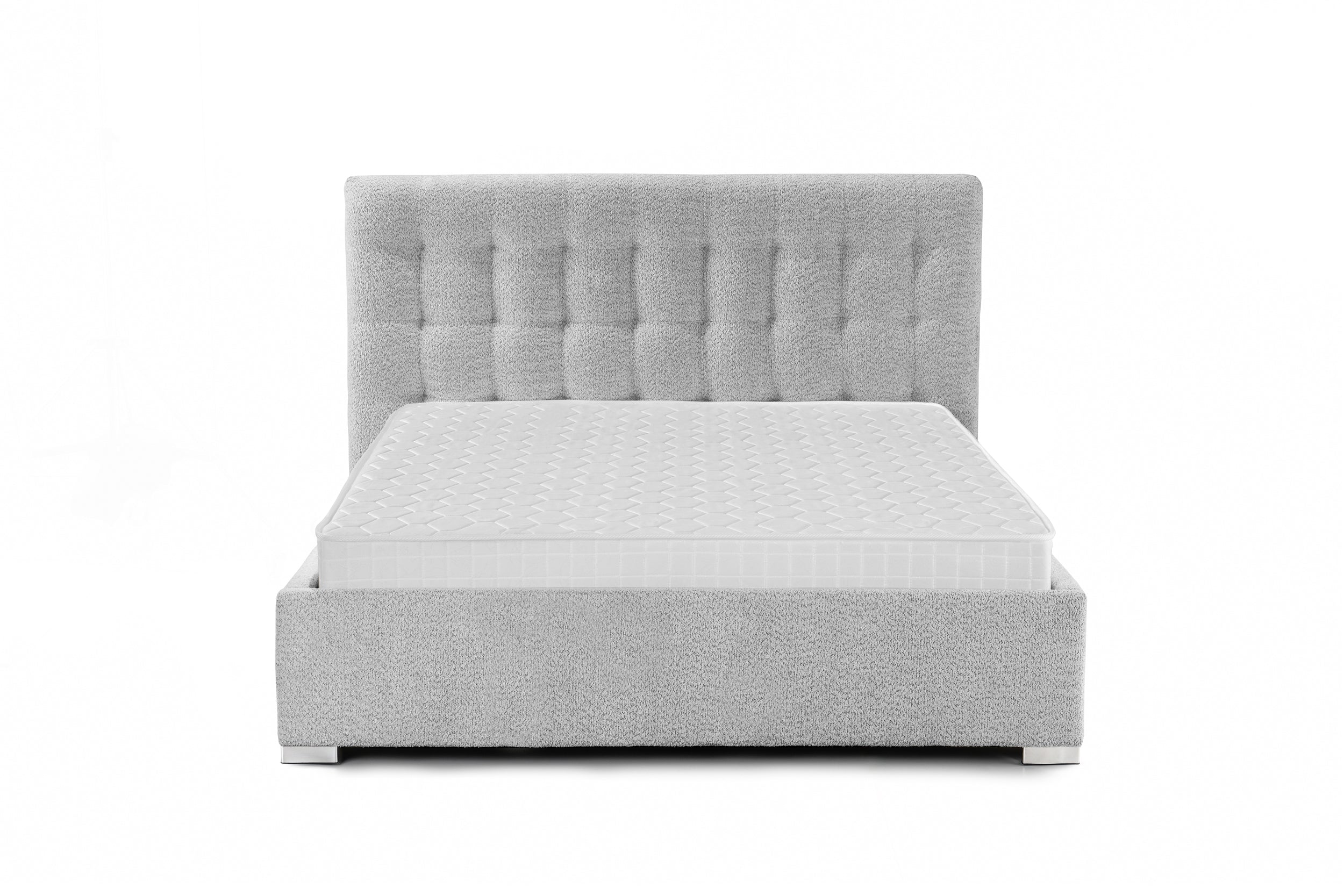 Pat Tapițat Strasbourg Premium, cu somieră rabatabilă și ladă depozitare, #color_Gri-Argintiu-Anthology