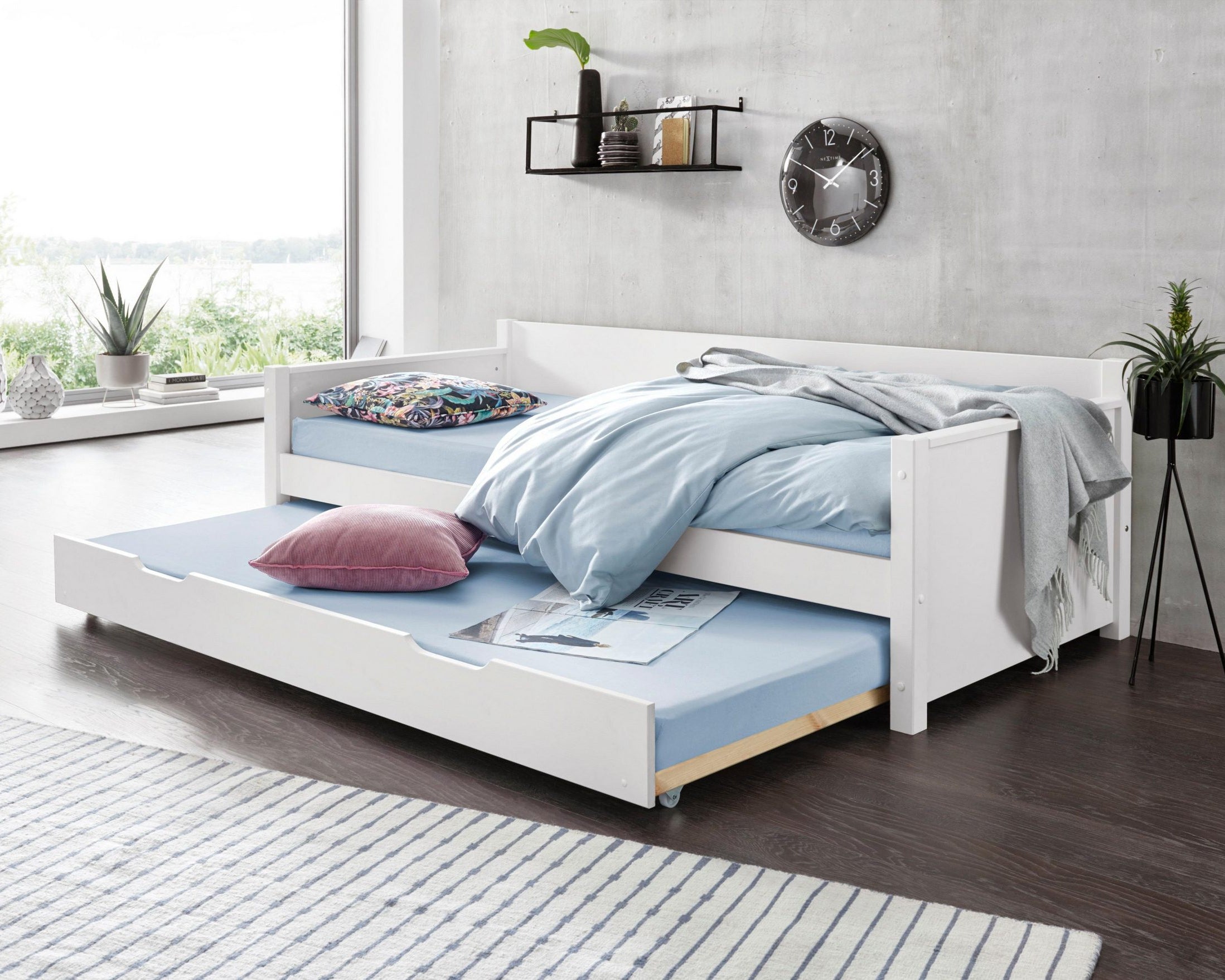 Pat Tipo cu sertar pat , 90 x 200 cm , Lemn Masiv , Alb Arboteca